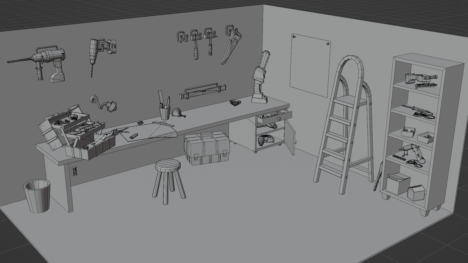 Workshop Low-poly 3D model_11