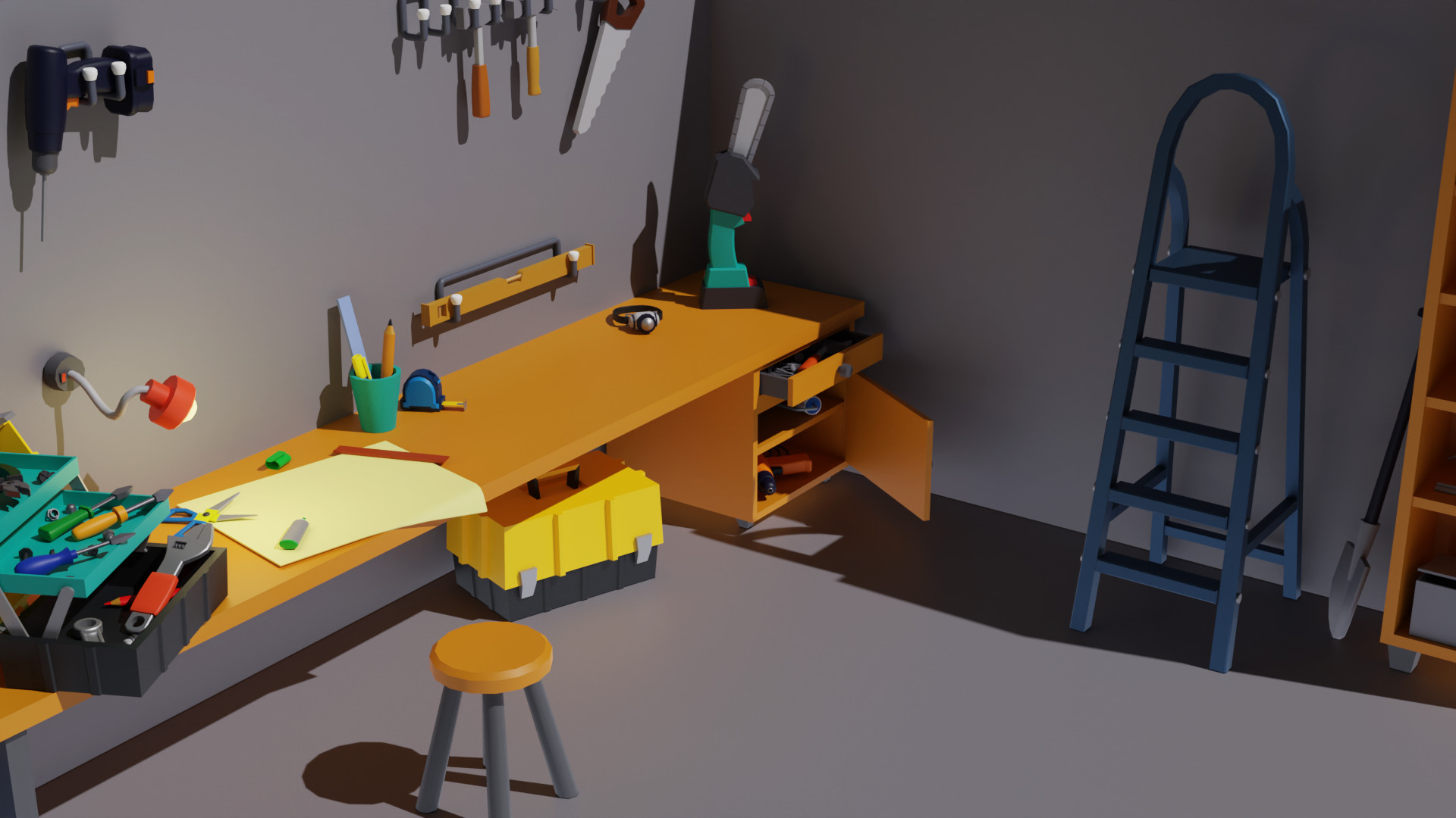 Workshop Low-poly 3D model_3