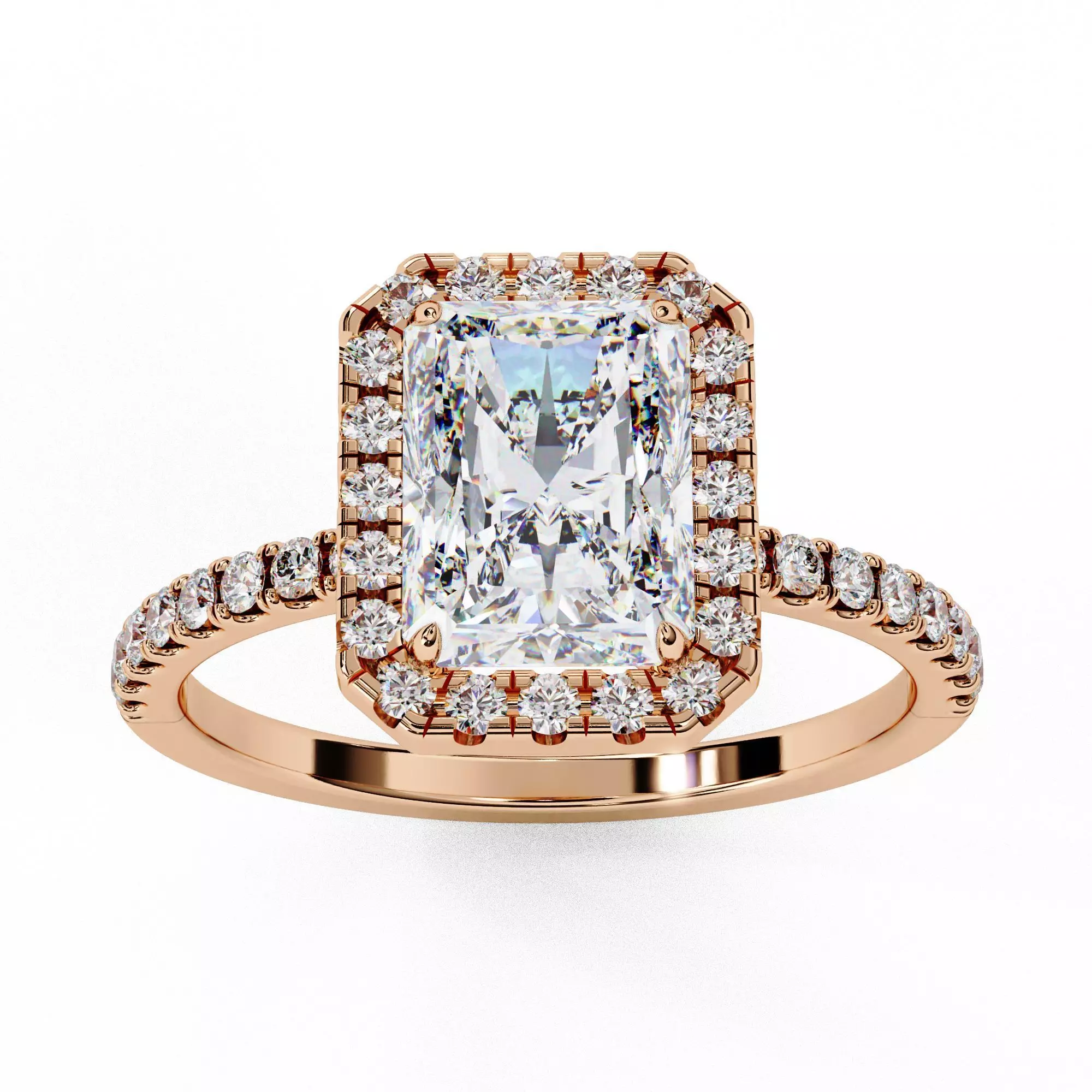 Halo Solitaire Diamond Ring 360 animation renders 3dm stl 3D print model