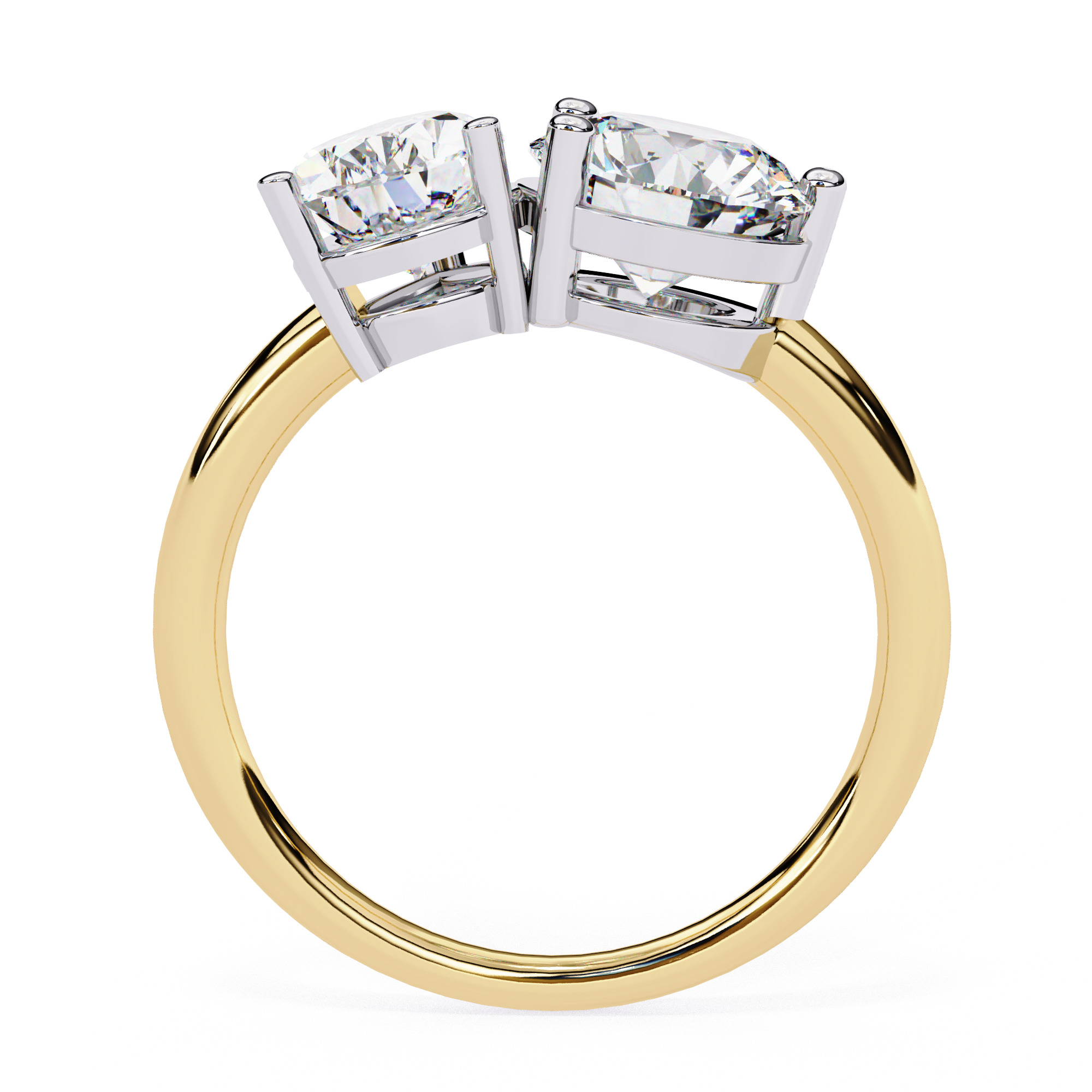 Toi et Moi Solitaire Diamond Ring 360 animation renders 3dm 3D print model_9