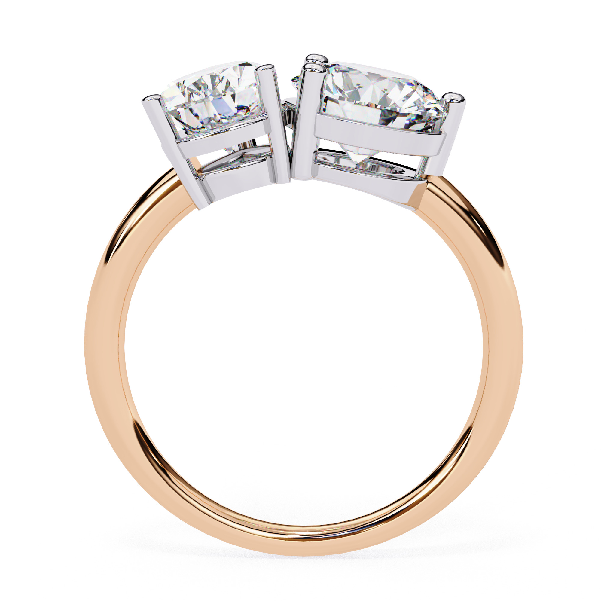 Toi et Moi Solitaire Diamond Ring 360 animation renders 3dm 3D print model_8