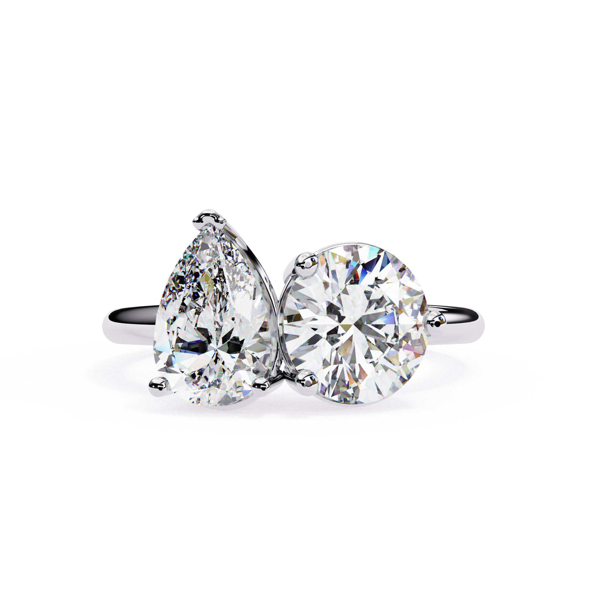 Toi et Moi Solitaire Diamond Ring 360 animation renders 3dm 3D print model_6