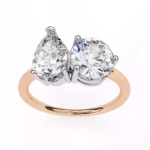 Toi et Moi Solitaire Diamond Ring 360 animation renders 3dm 3D print model Toi et Moi Solitaire Diamond Ring 360 animation renders 3dm 3D print model