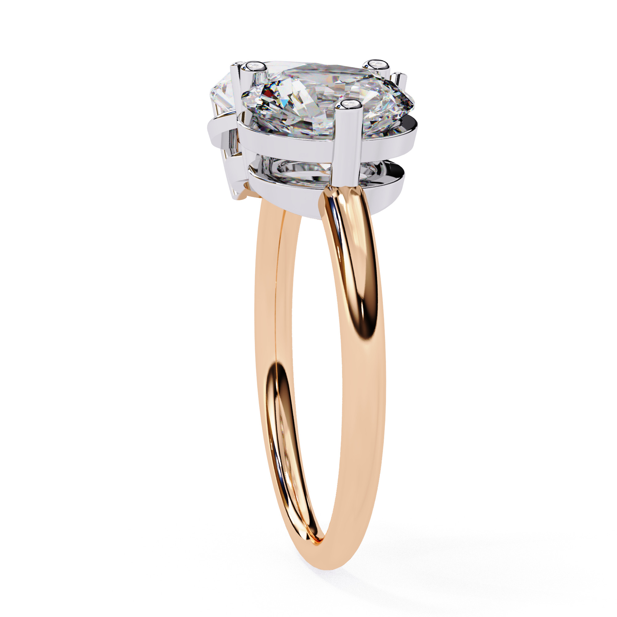 Toi et Moi Solitaire Diamond Ring 360 animation renders 3dm 3D print model_12