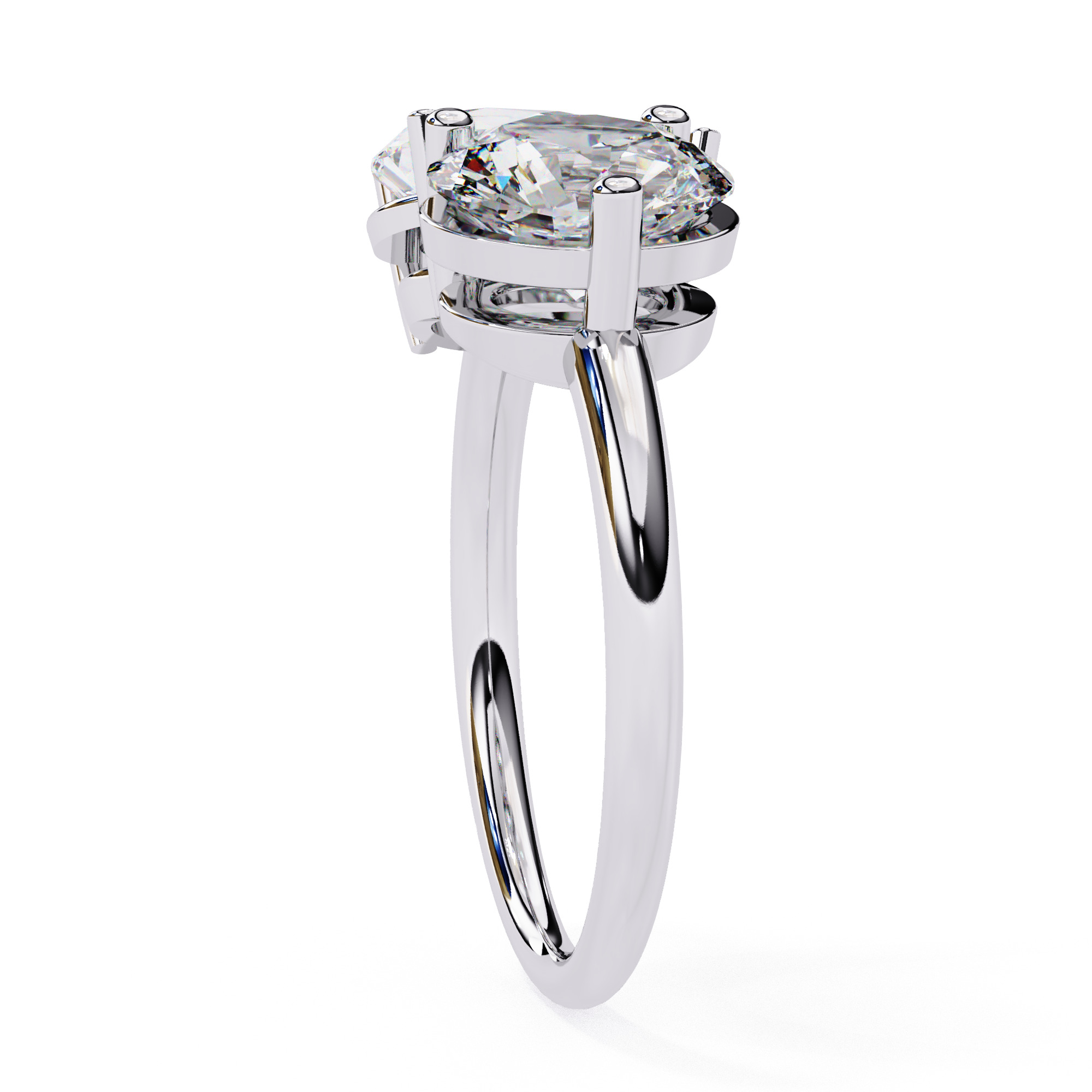 Toi et Moi Solitaire Diamond Ring 360 animation renders 3dm 3D print model_11
