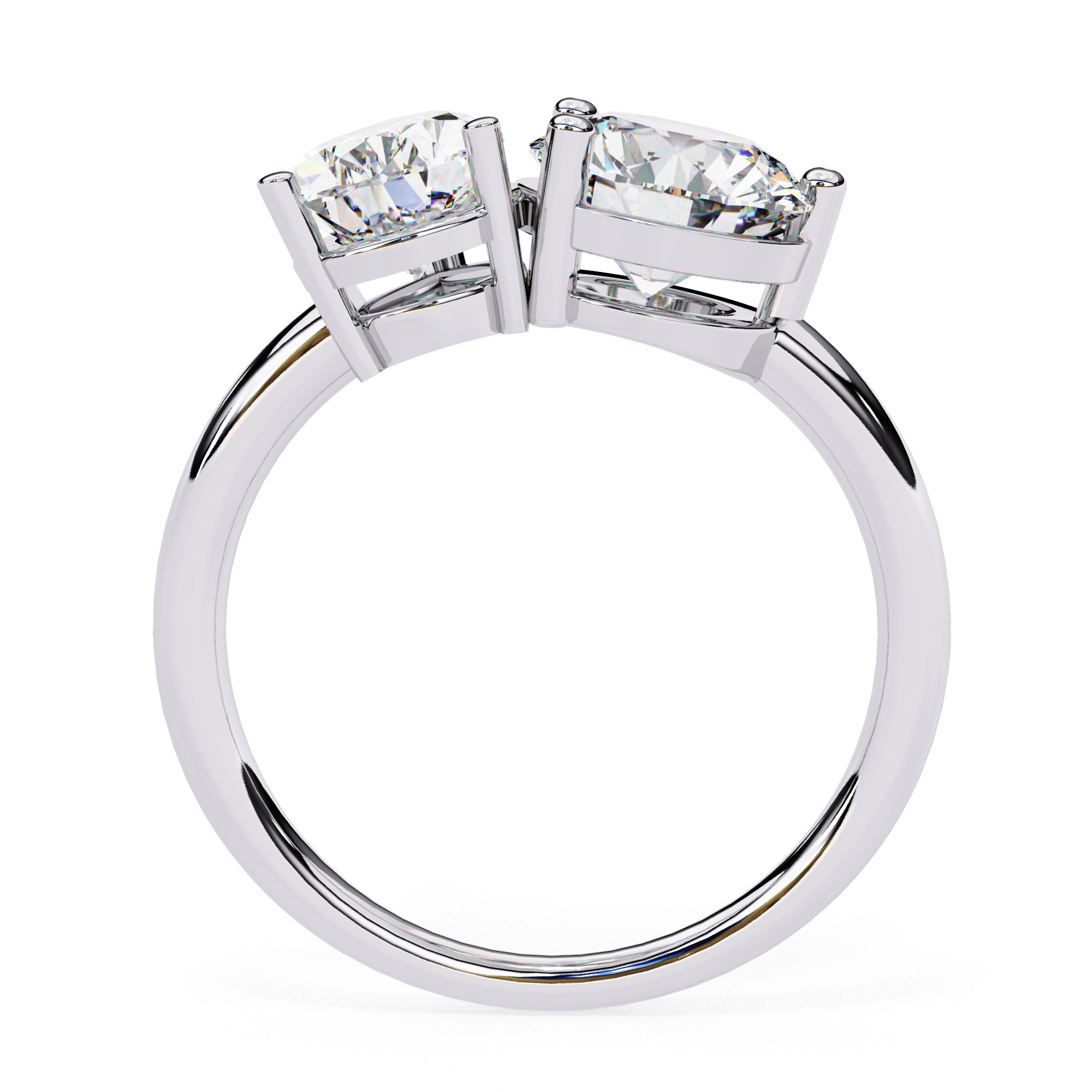 Toi et Moi Solitaire Diamond Ring 360 animation renders 3dm 3D print model_10