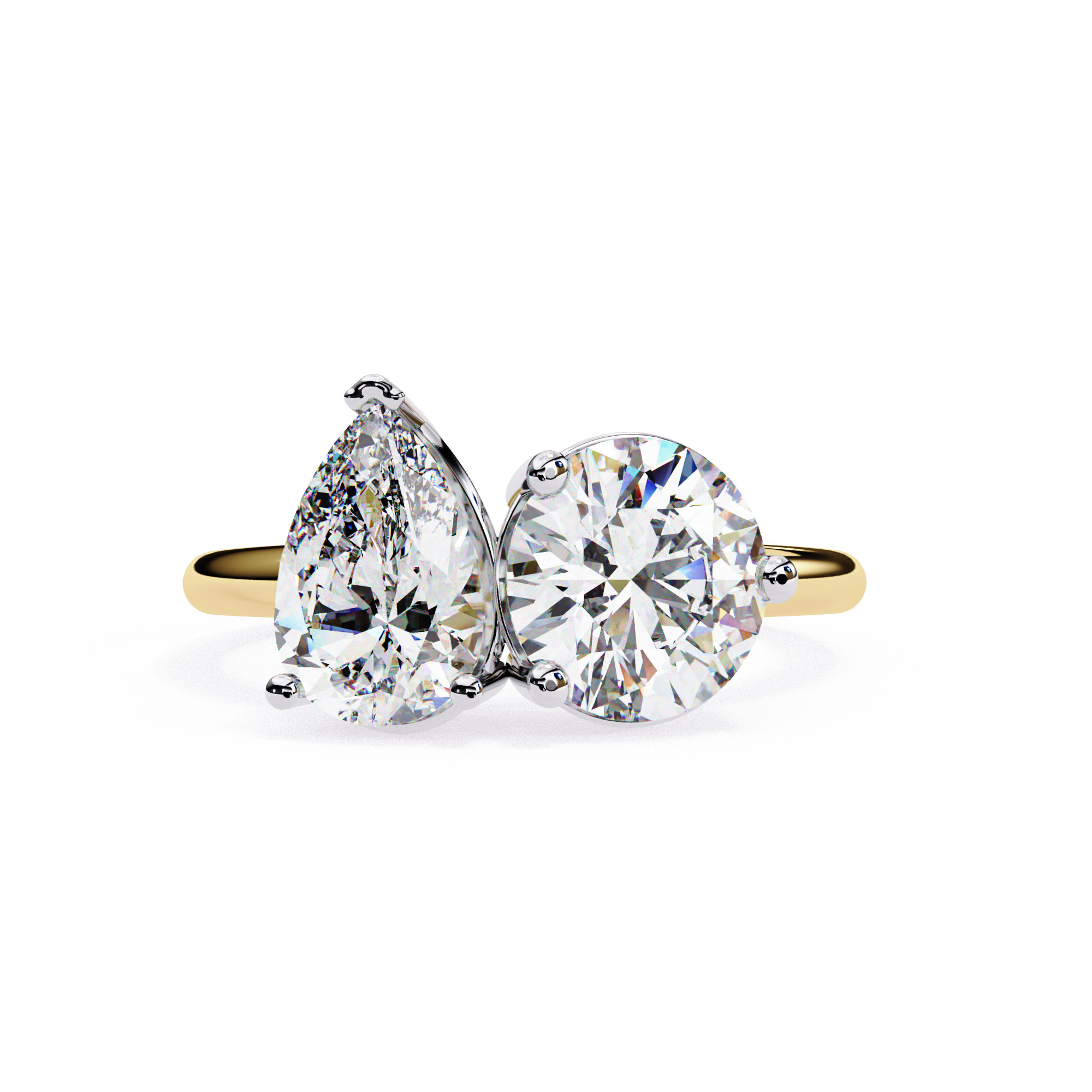 Toi et Moi Solitaire Diamond Ring 360 animation renders 3dm 3D print model_5