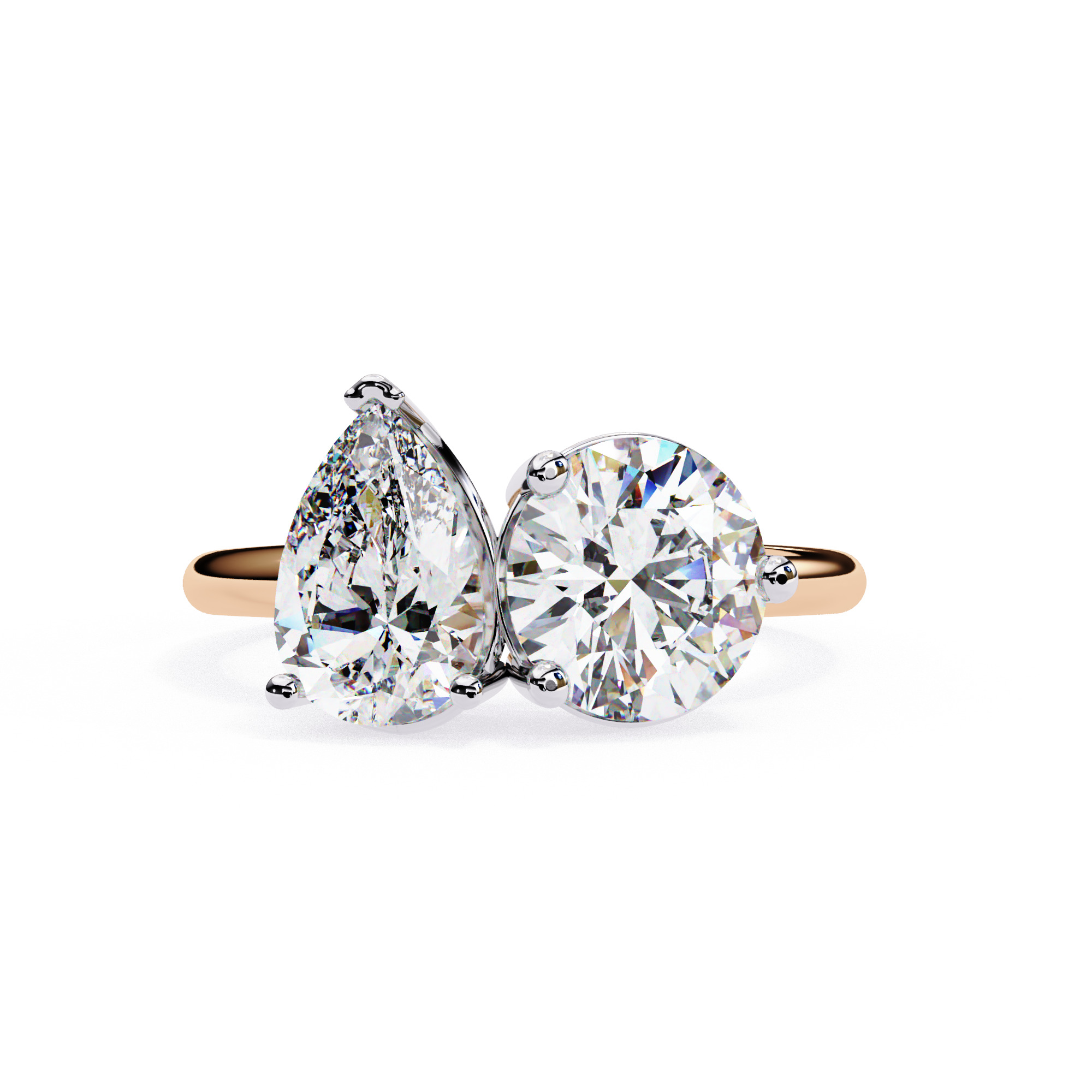 Toi et Moi Solitaire Diamond Ring 360 animation renders 3dm 3D print model_1