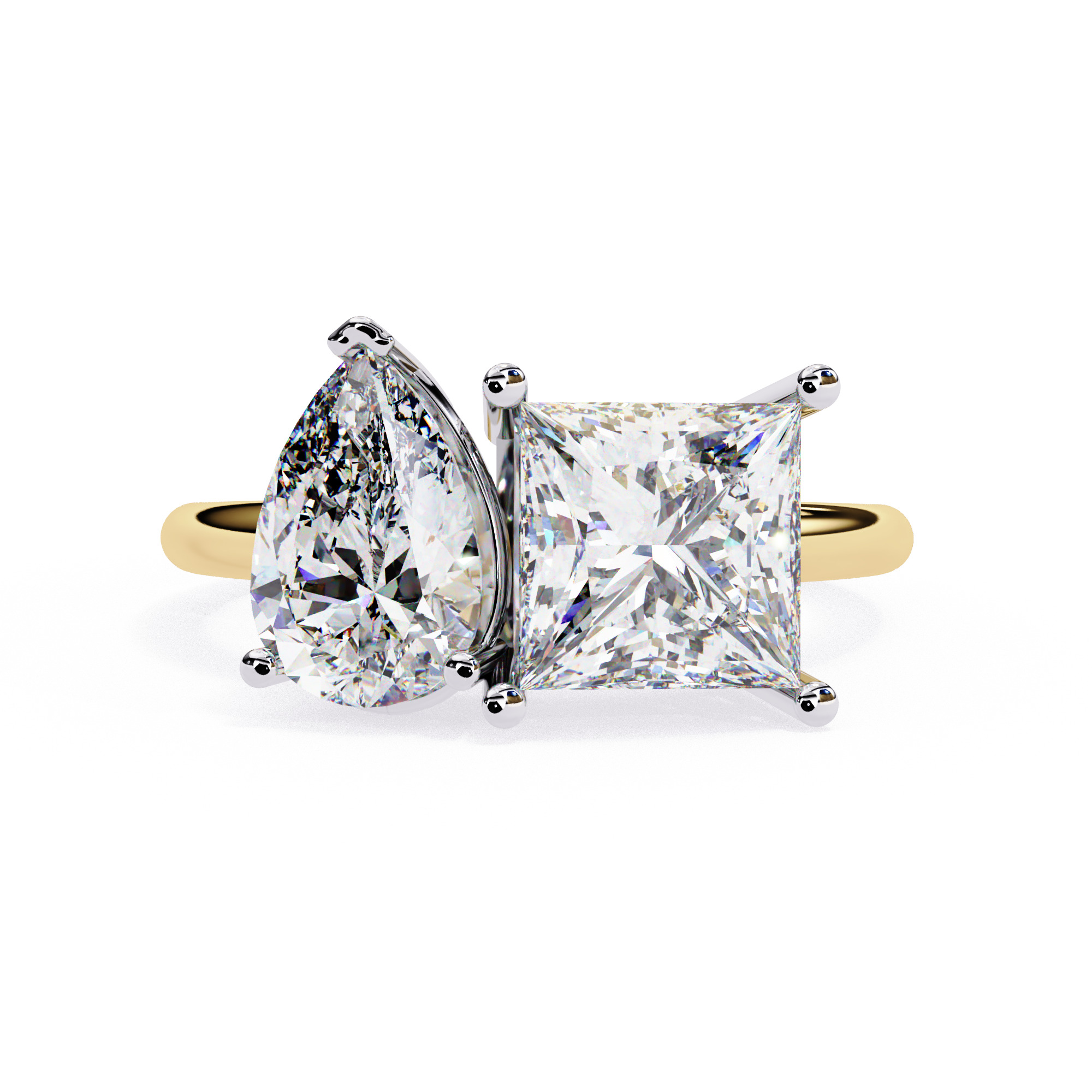 Toi et Moi Solitaire Diamond Ring 360 animation renders 3dm 3D print model_13