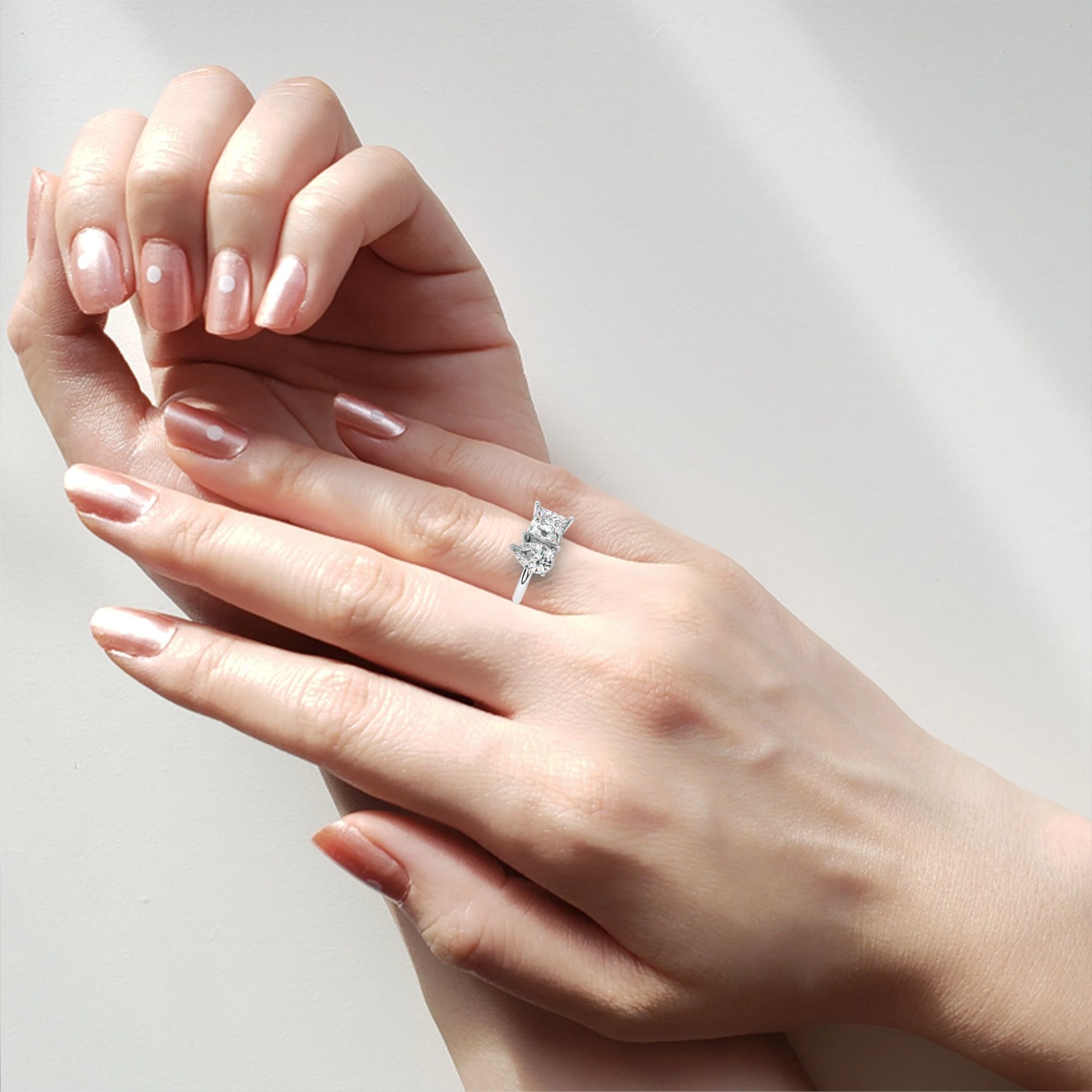 Toi et Moi Solitaire Diamond Ring 360 animation renders 3dm 3D print model_2