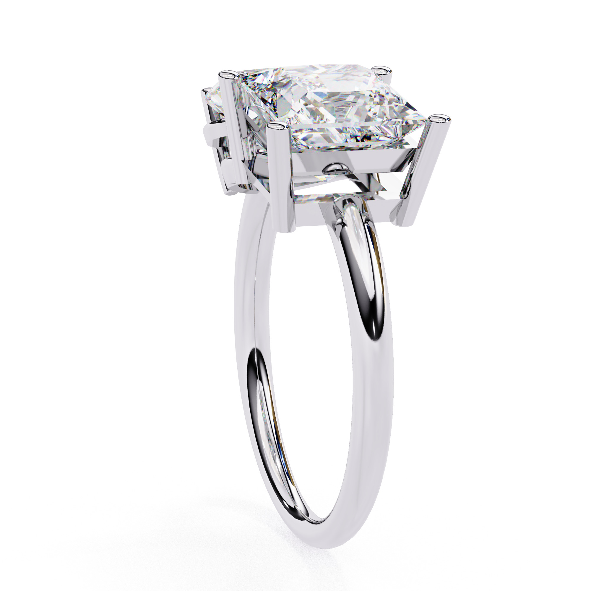 Toi et Moi Solitaire Diamond Ring 360 animation renders 3dm 3D print model_9