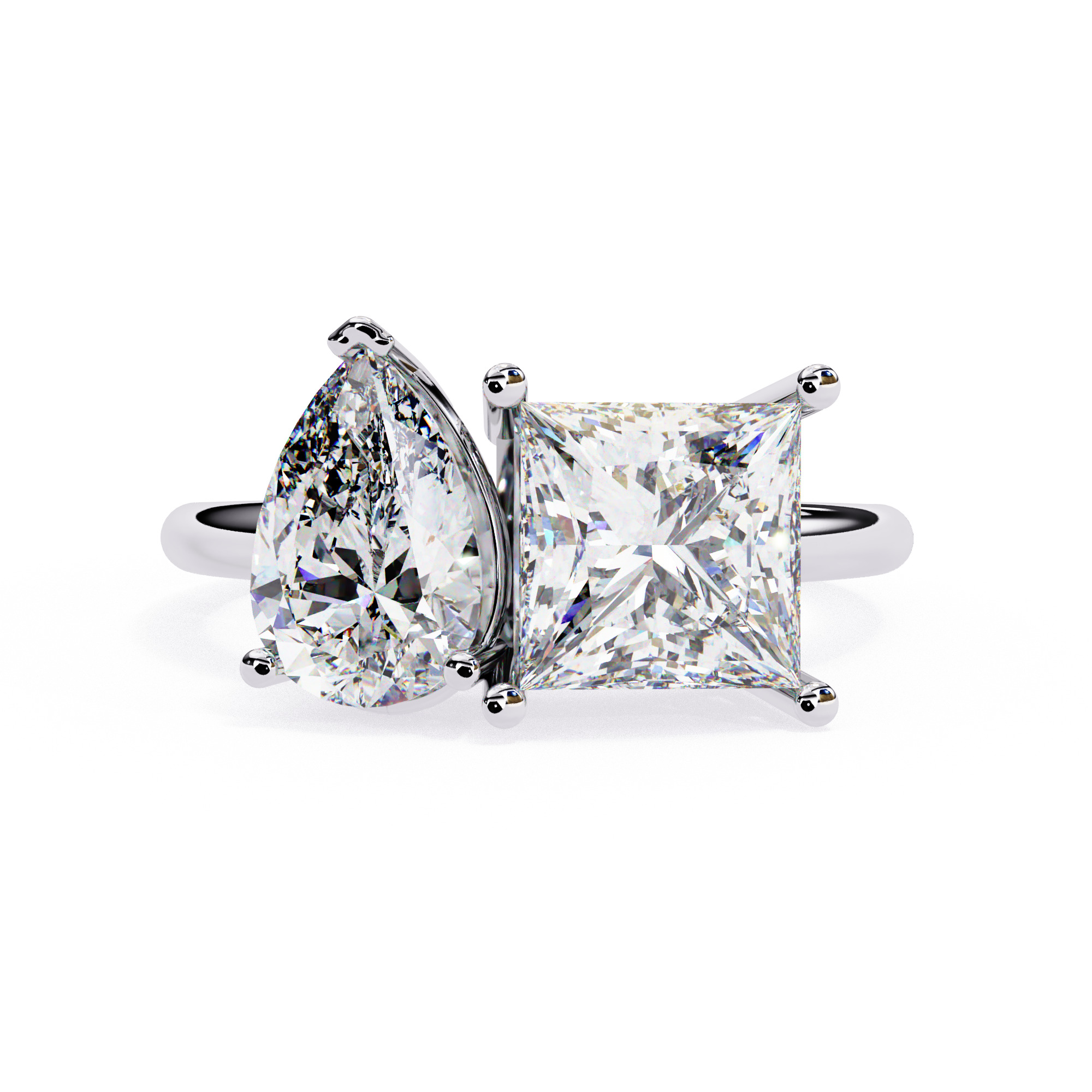 Toi et Moi Solitaire Diamond Ring 360 animation renders 3dm 3D print model_12