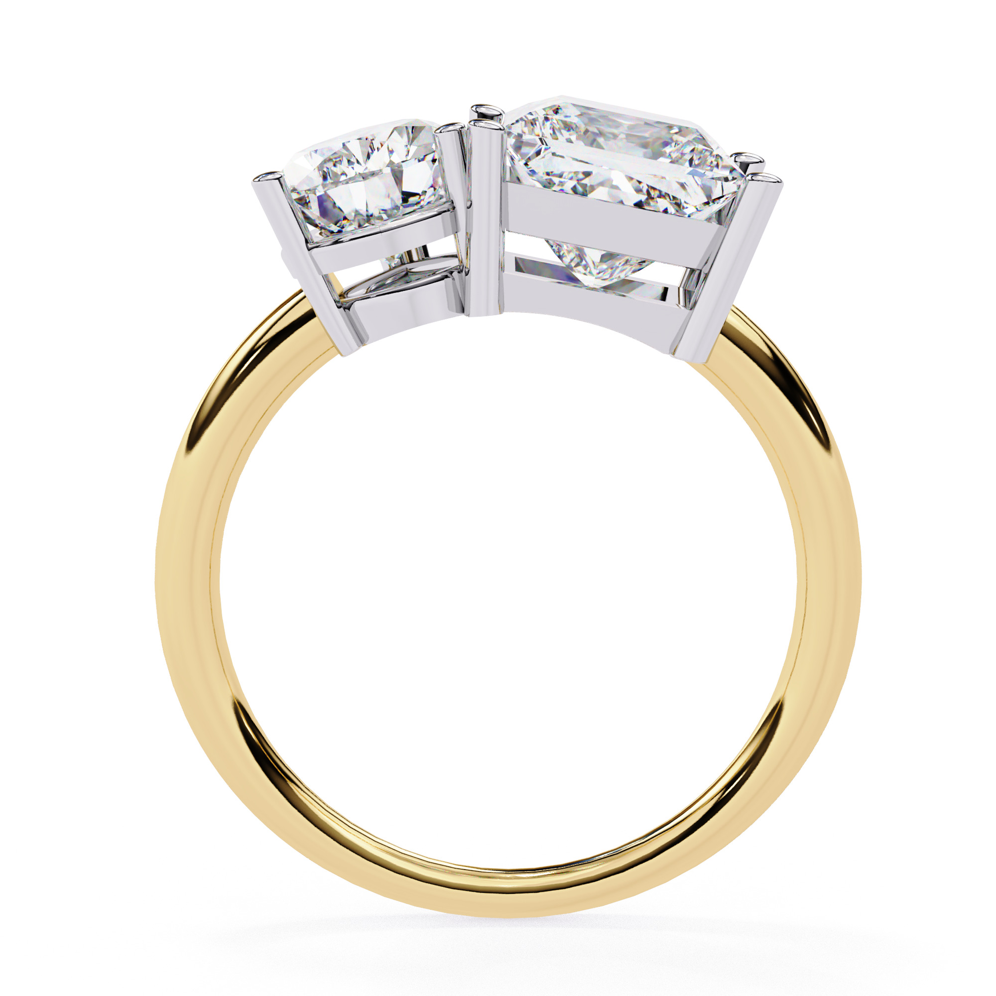 Toi et Moi Solitaire Diamond Ring 360 animation renders 3dm 3D print model_5