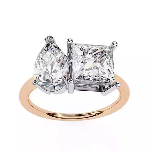 Toi et Moi Solitaire Diamond Ring 360 animation renders 3dm 3D print model