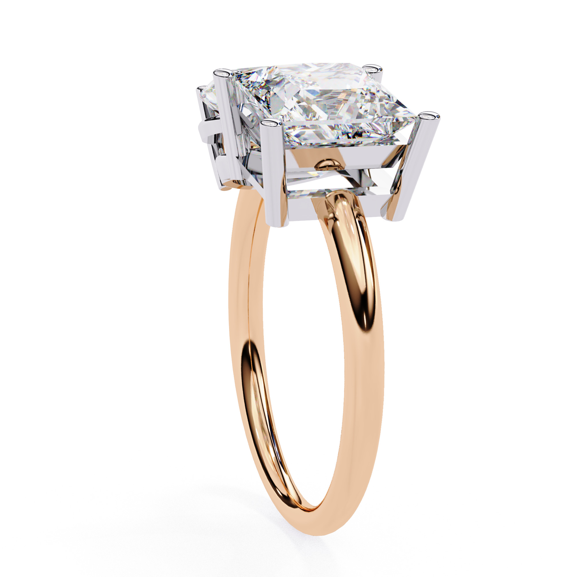 Toi et Moi Solitaire Diamond Ring 360 animation renders 3dm 3D print model_7
