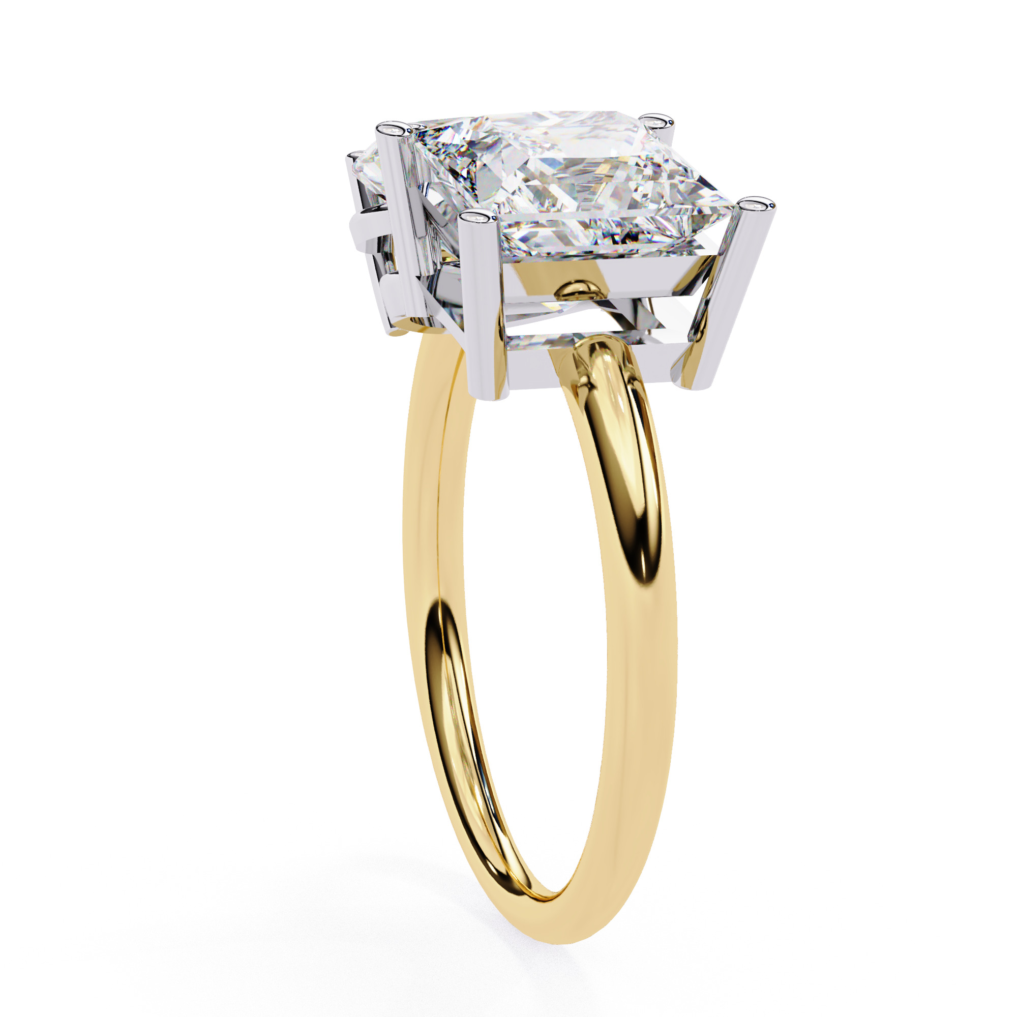Toi et Moi Solitaire Diamond Ring 360 animation renders 3dm 3D print model_8