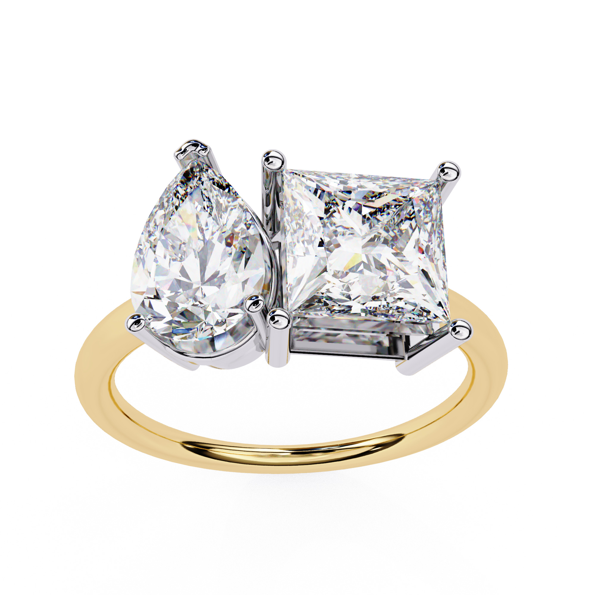 Toi et Moi Solitaire Diamond Ring 360 animation renders 3dm 3D print model_15
