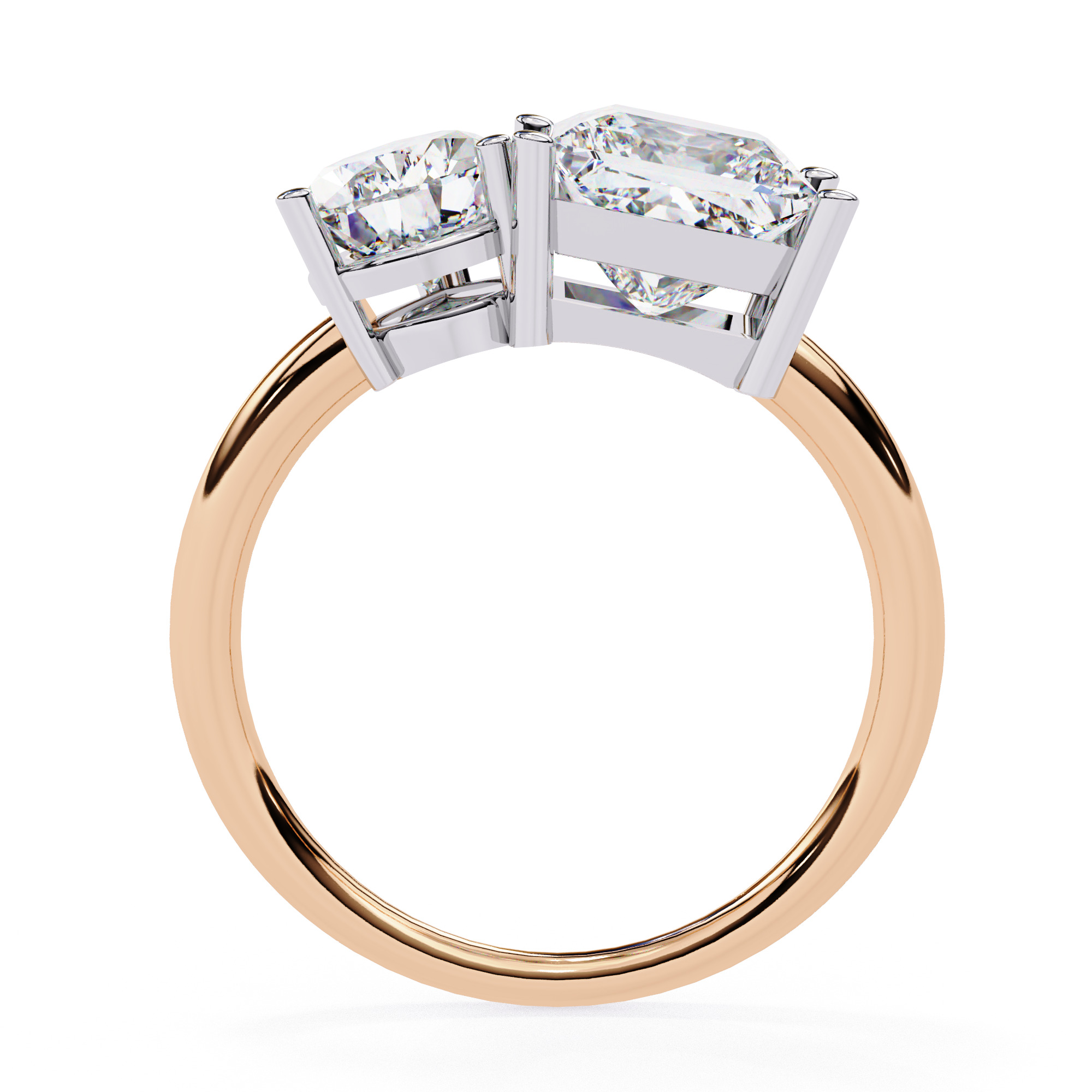 Toi et Moi Solitaire Diamond Ring 360 animation renders 3dm 3D print model_6