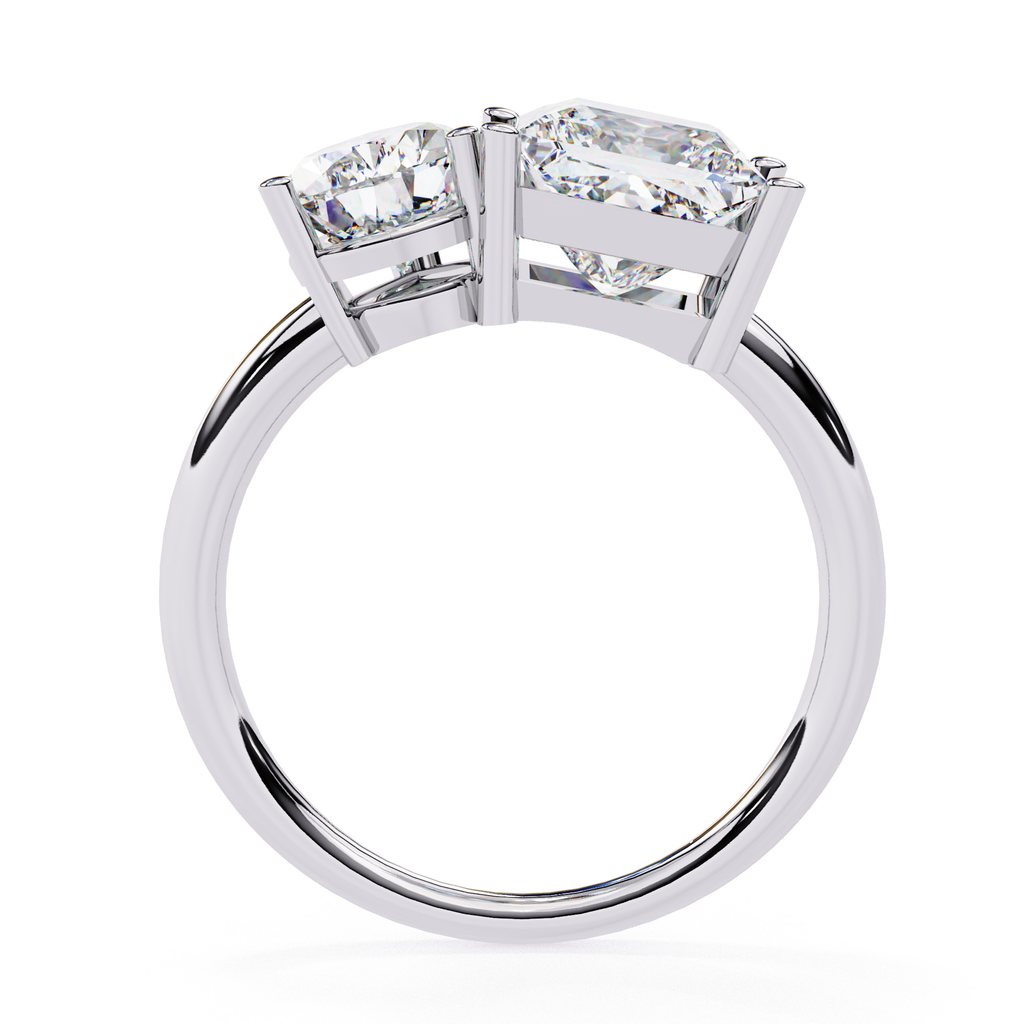 Toi et Moi Solitaire Diamond Ring 360 animation renders 3dm 3D print model_4