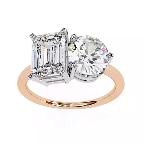 Toi et Moi Solitaire Diamond Ring 360 animation renders 3dm 3D print model