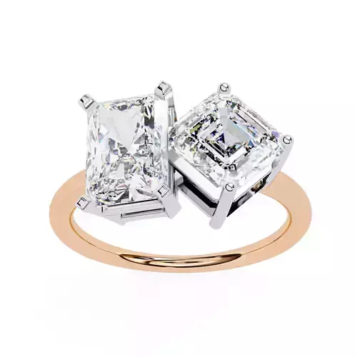 Toi et Moi Solitaire Diamond Ring 360 animation renders 3dm 3D print model
