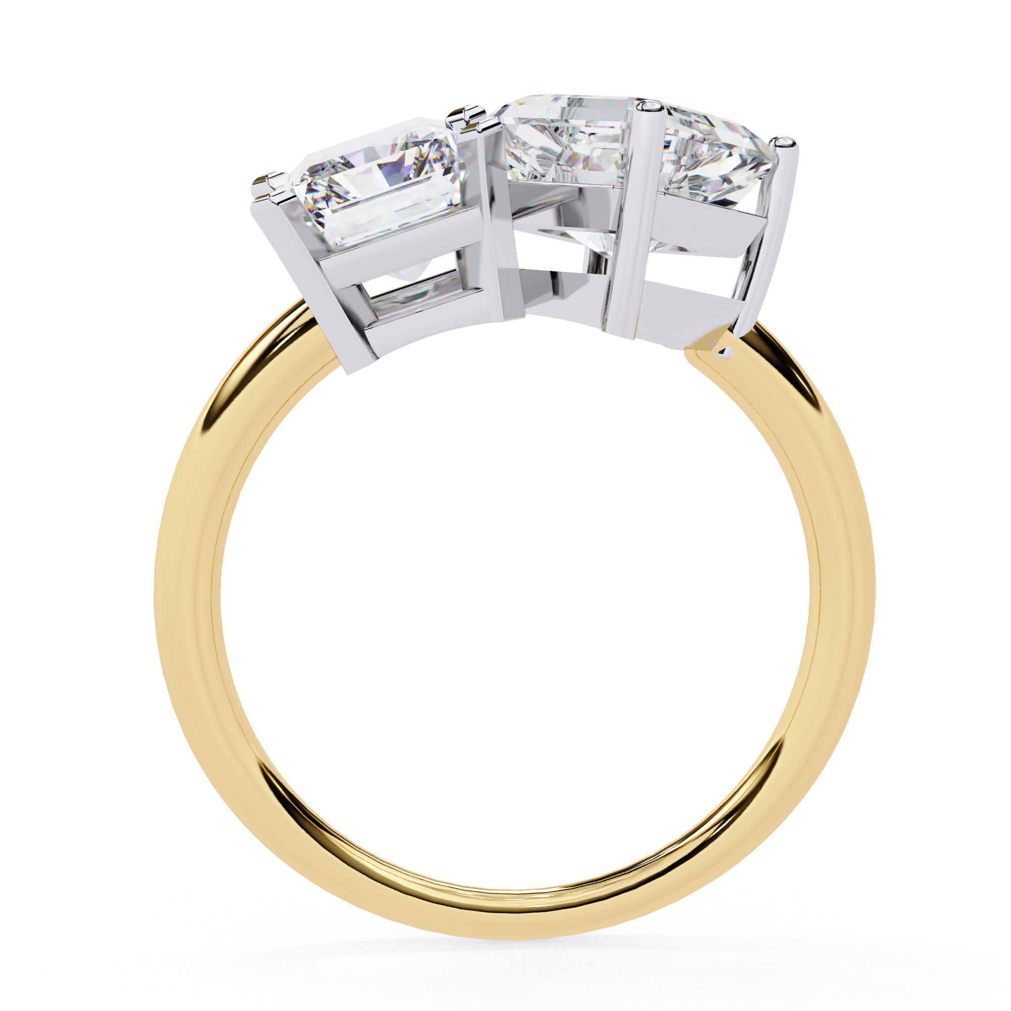 Toi et Moi Solitaire Diamond Ring 360 animation renders 3dm 3D print model_15