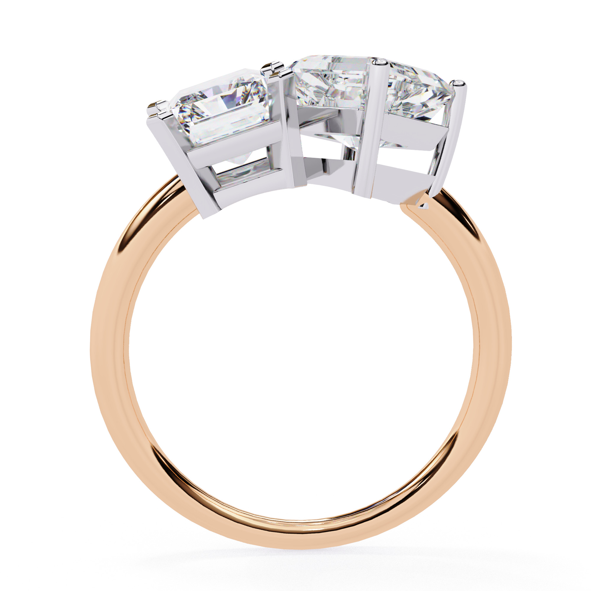Toi et Moi Solitaire Diamond Ring 360 animation renders 3dm 3D print model_14