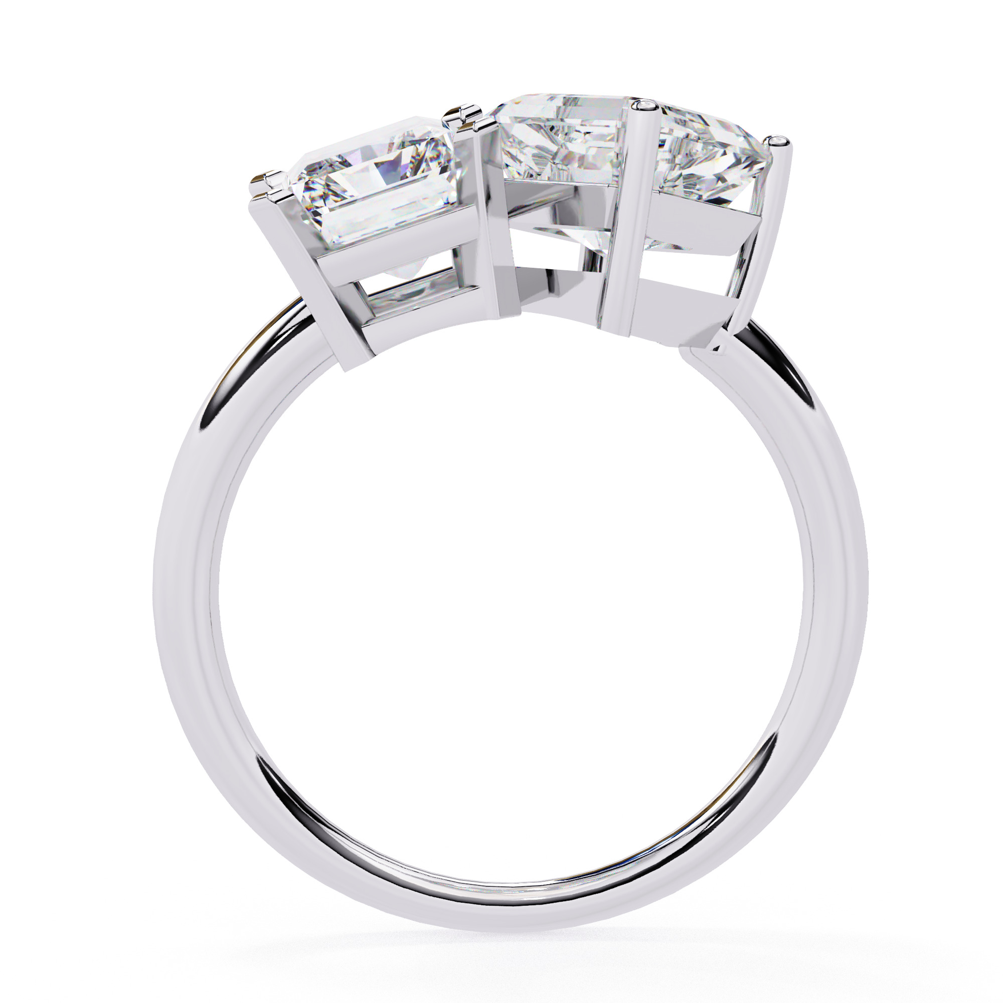 Toi et Moi Solitaire Diamond Ring 360 animation renders 3dm 3D print model_16