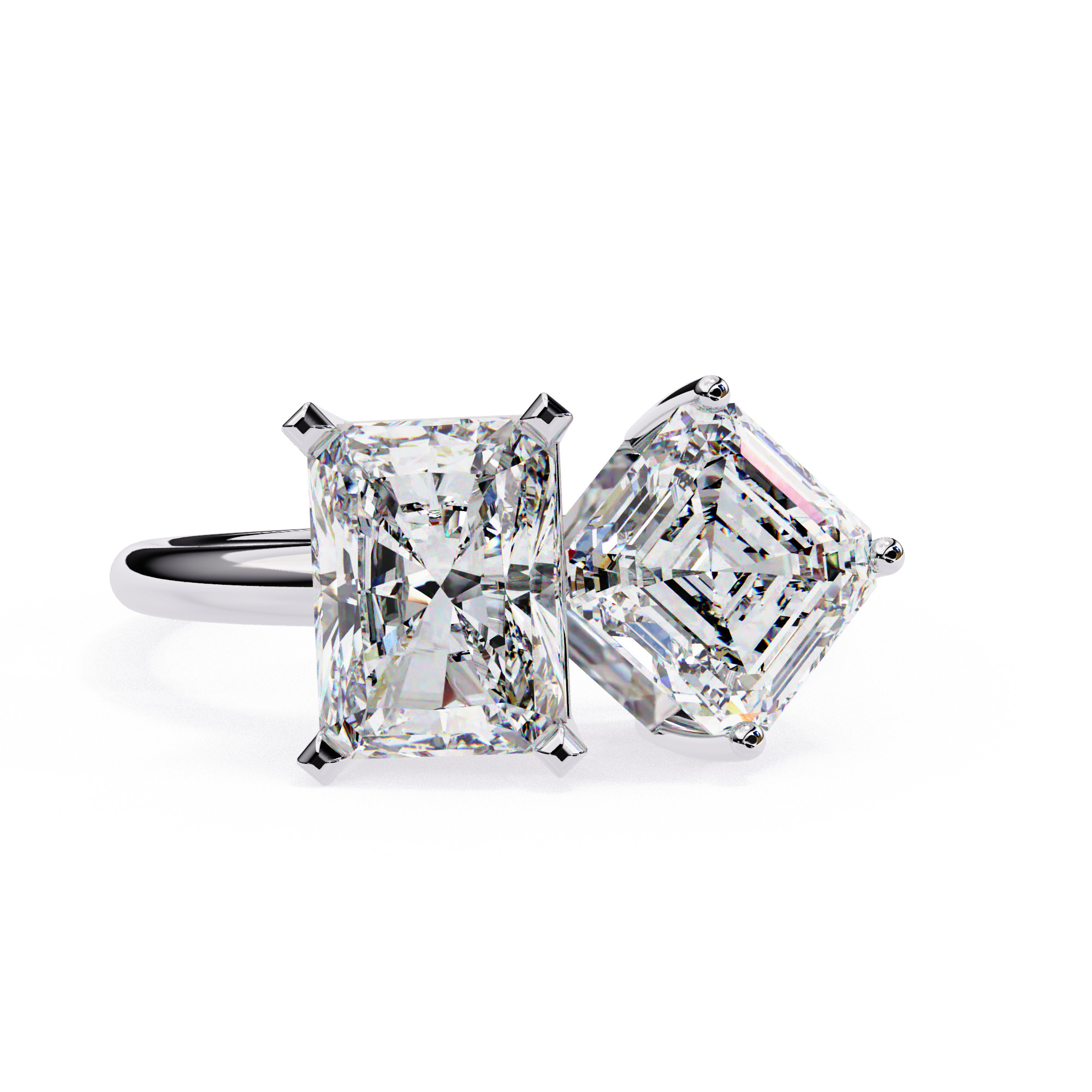Toi et Moi Solitaire Diamond Ring 360 animation renders 3dm 3D print model_8