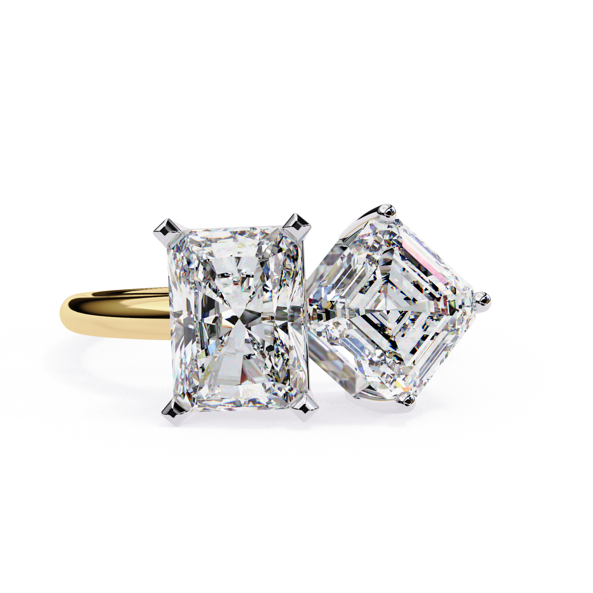 Toi et Moi Solitaire Diamond Ring 360 animation renders 3dm 3D print model_7