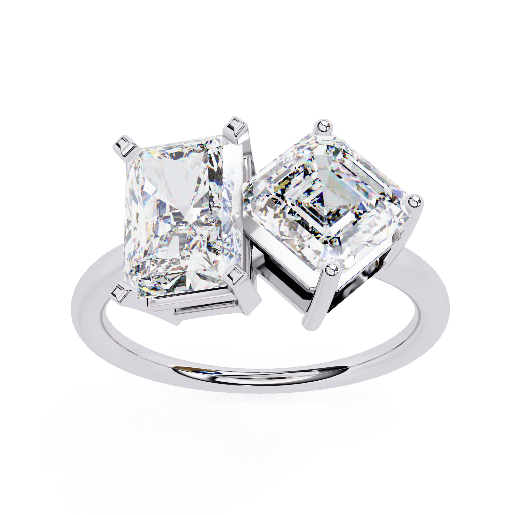 Toi et Moi Solitaire Diamond Ring 360 animation renders 3dm 3D print model_13