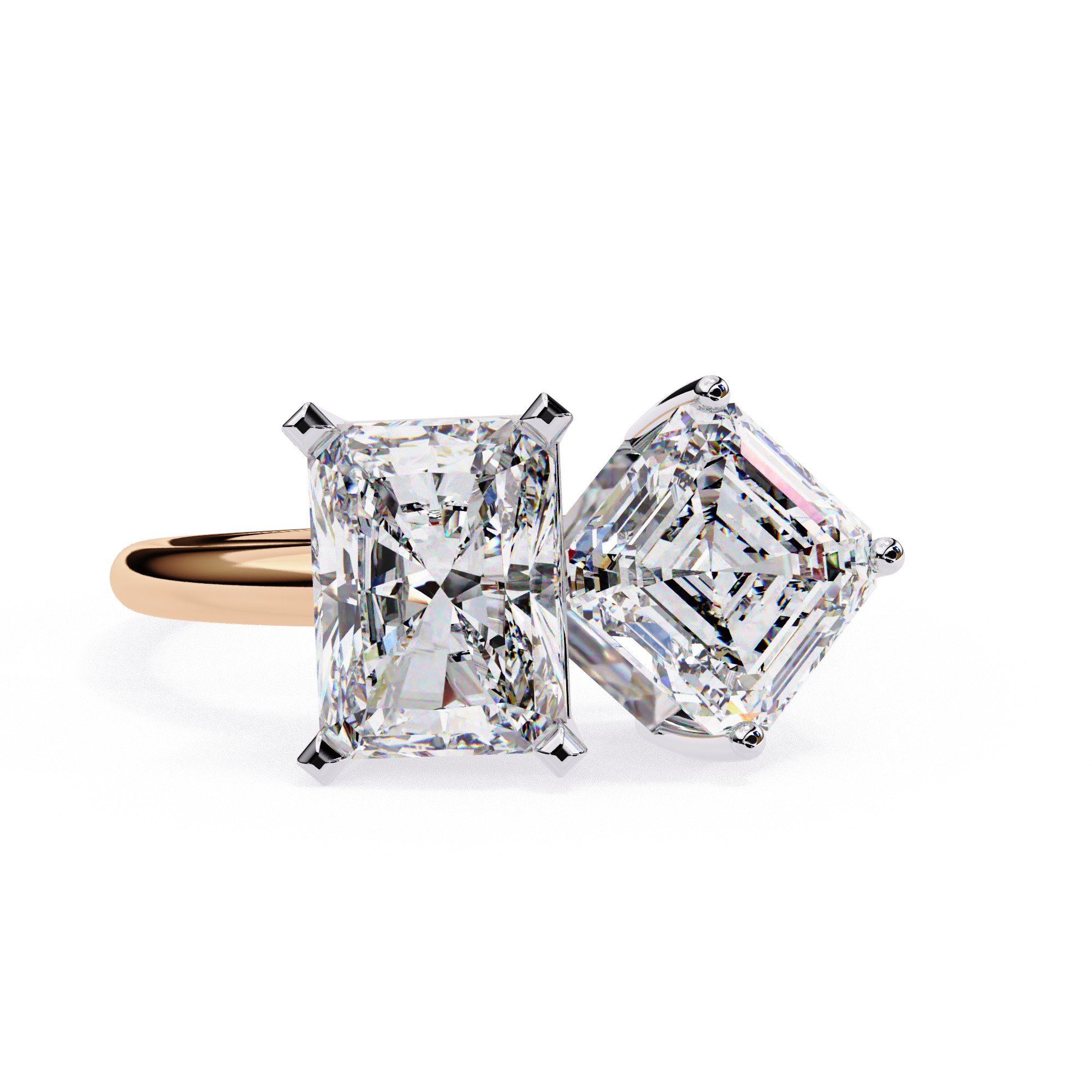 Toi et Moi Solitaire Diamond Ring 360 animation renders 3dm 3D print model_1
