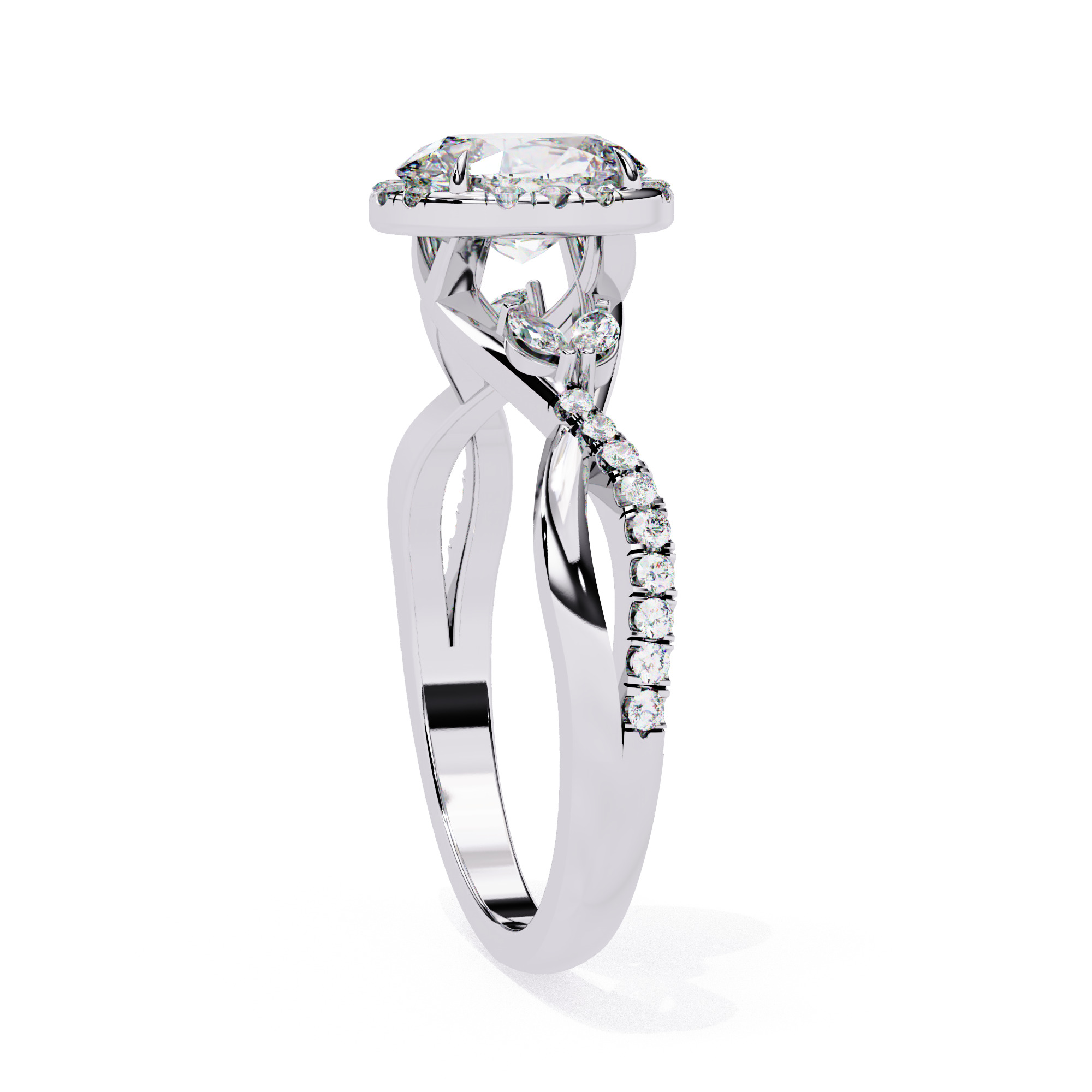 Halo Solitaire Diamond Ring 360 animation renders 3dm stl  3D print model_11