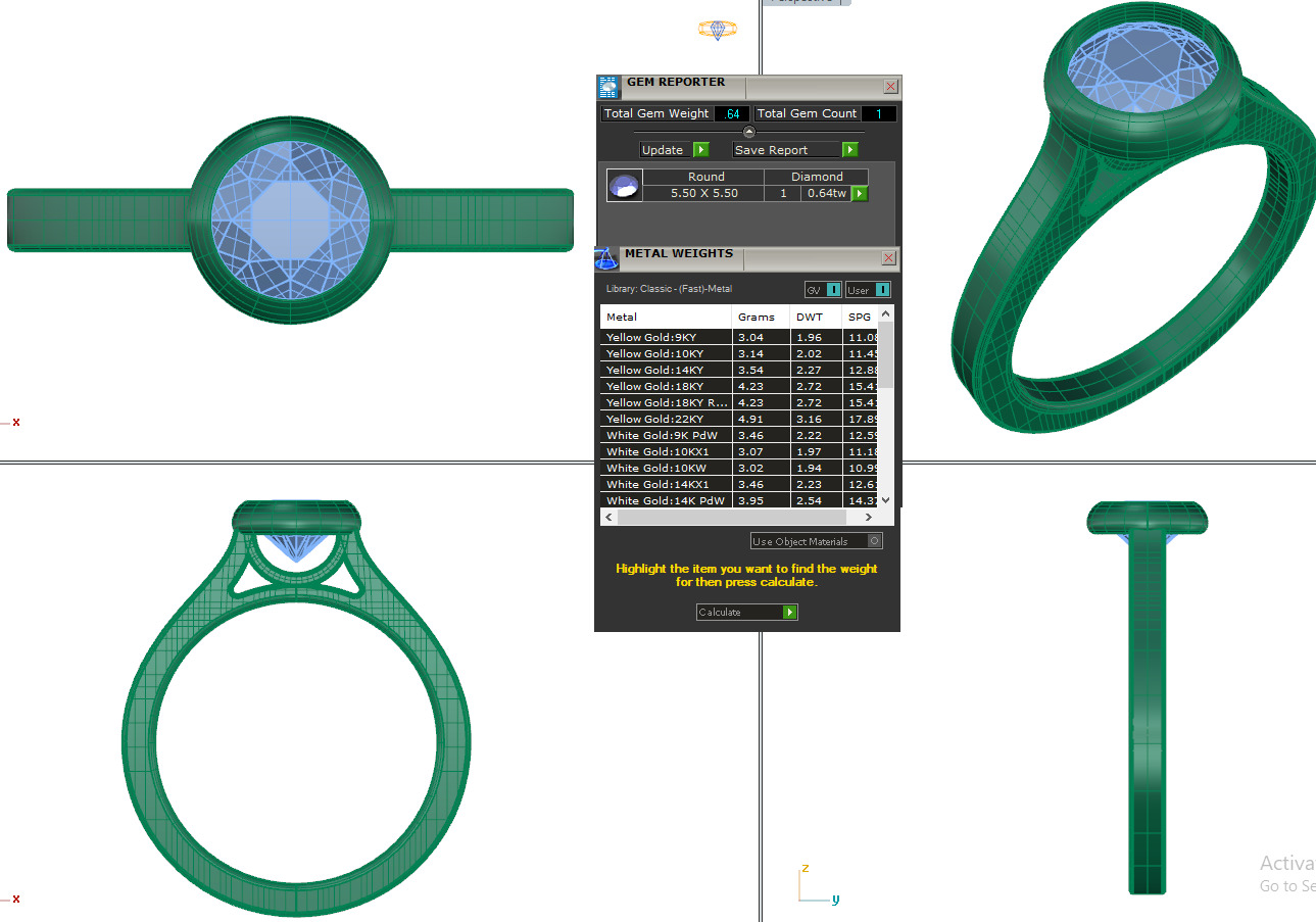 Mono Diamond Solitaire  Ring 360 animation renders 3dm stl  3D print model_3