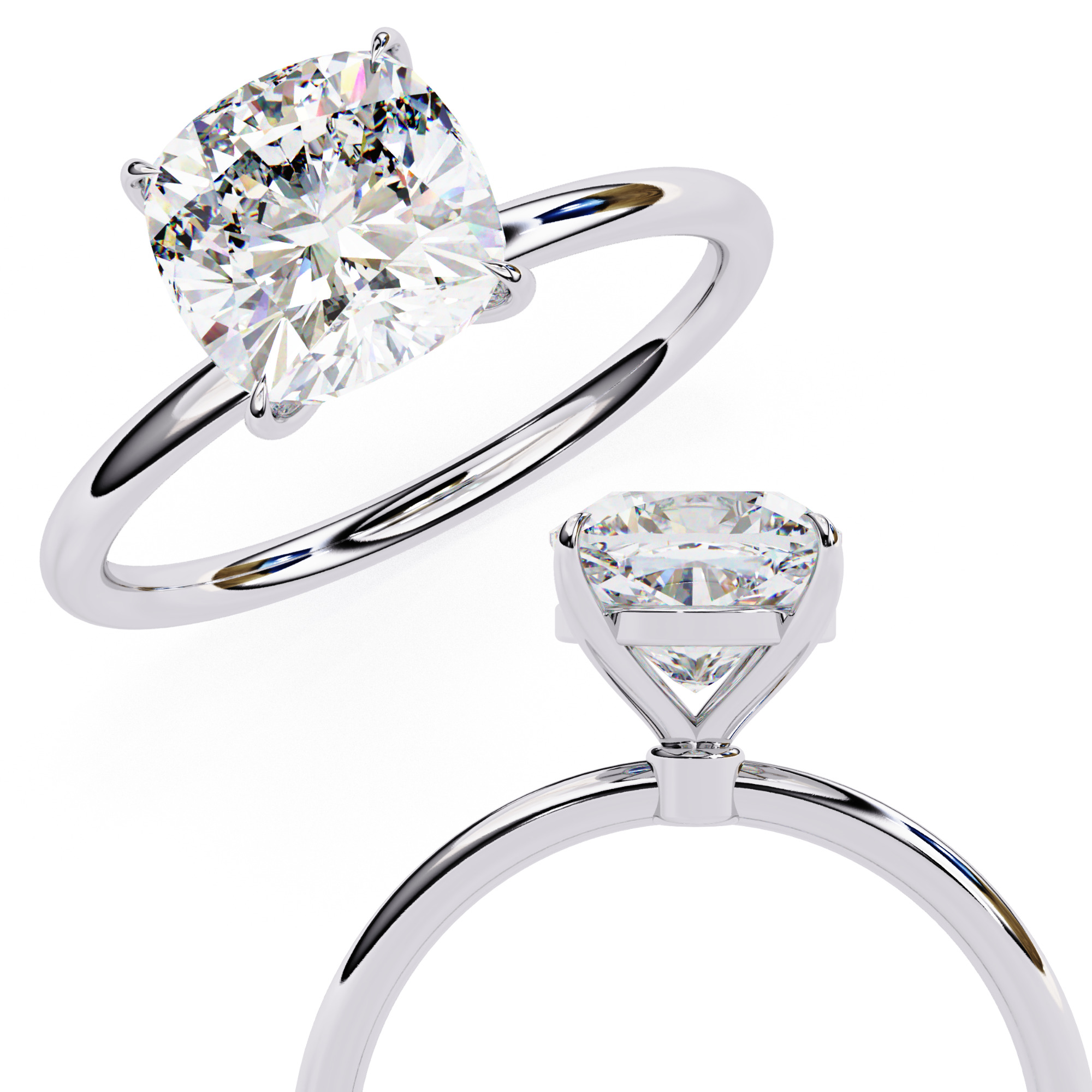 Mono Diamond Solitaire Ring 360 animation renders 3dm stl 3D print model_9