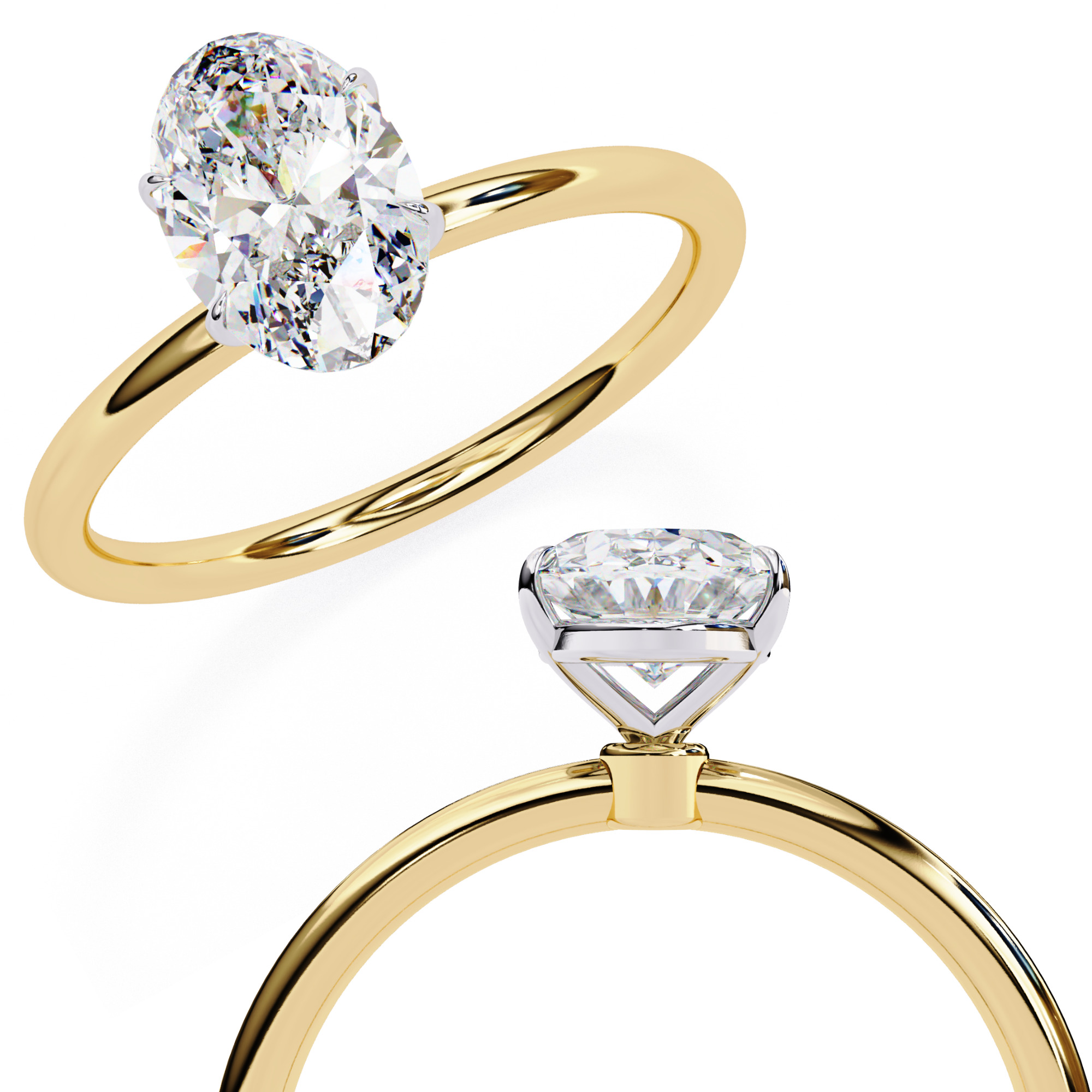 Mono Diamond Solitaire Ring 360 animation renders 3dm stl 3D print model_3