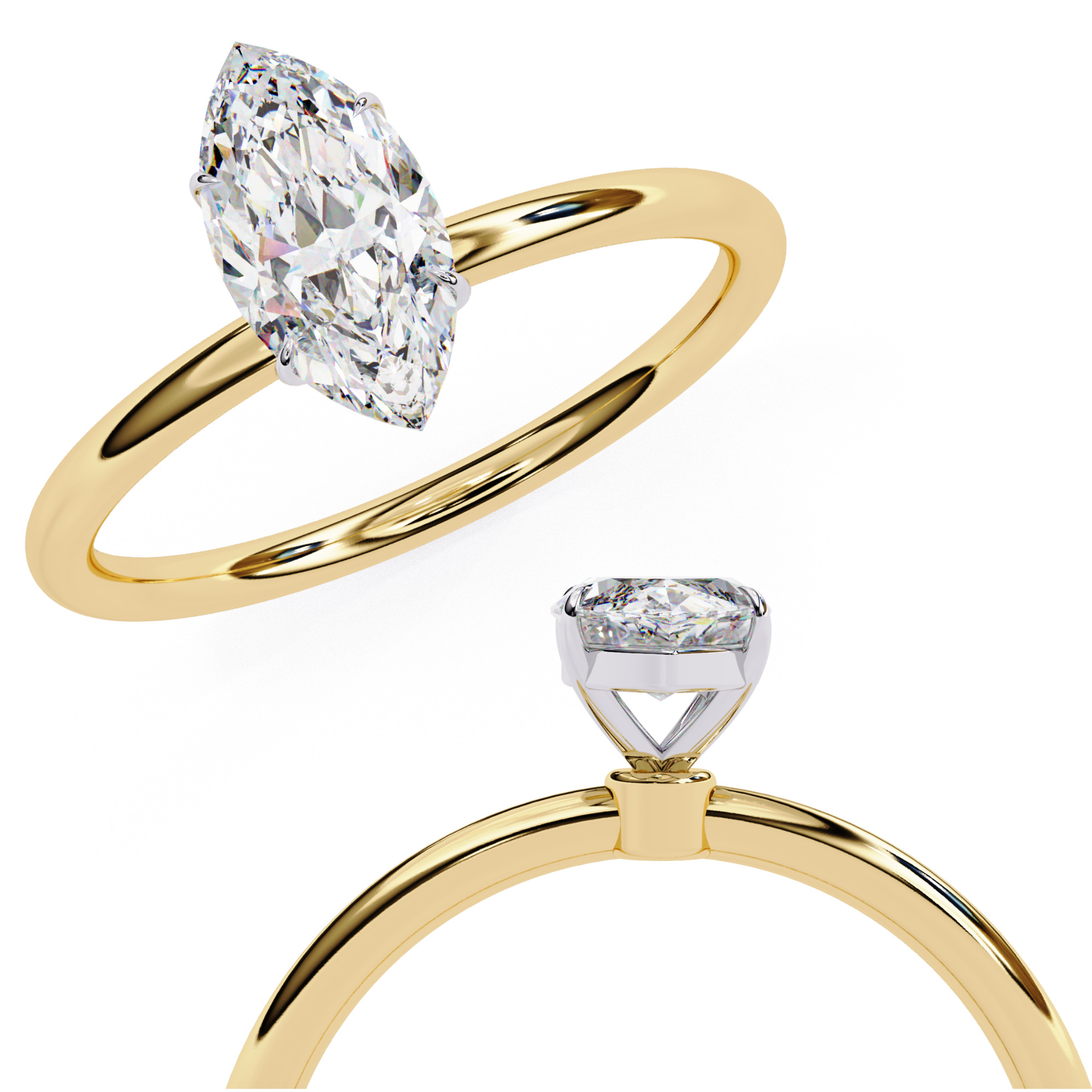 Mono Diamond Solitaire Ring 360 animation renders 3dm stl 3D print model_3