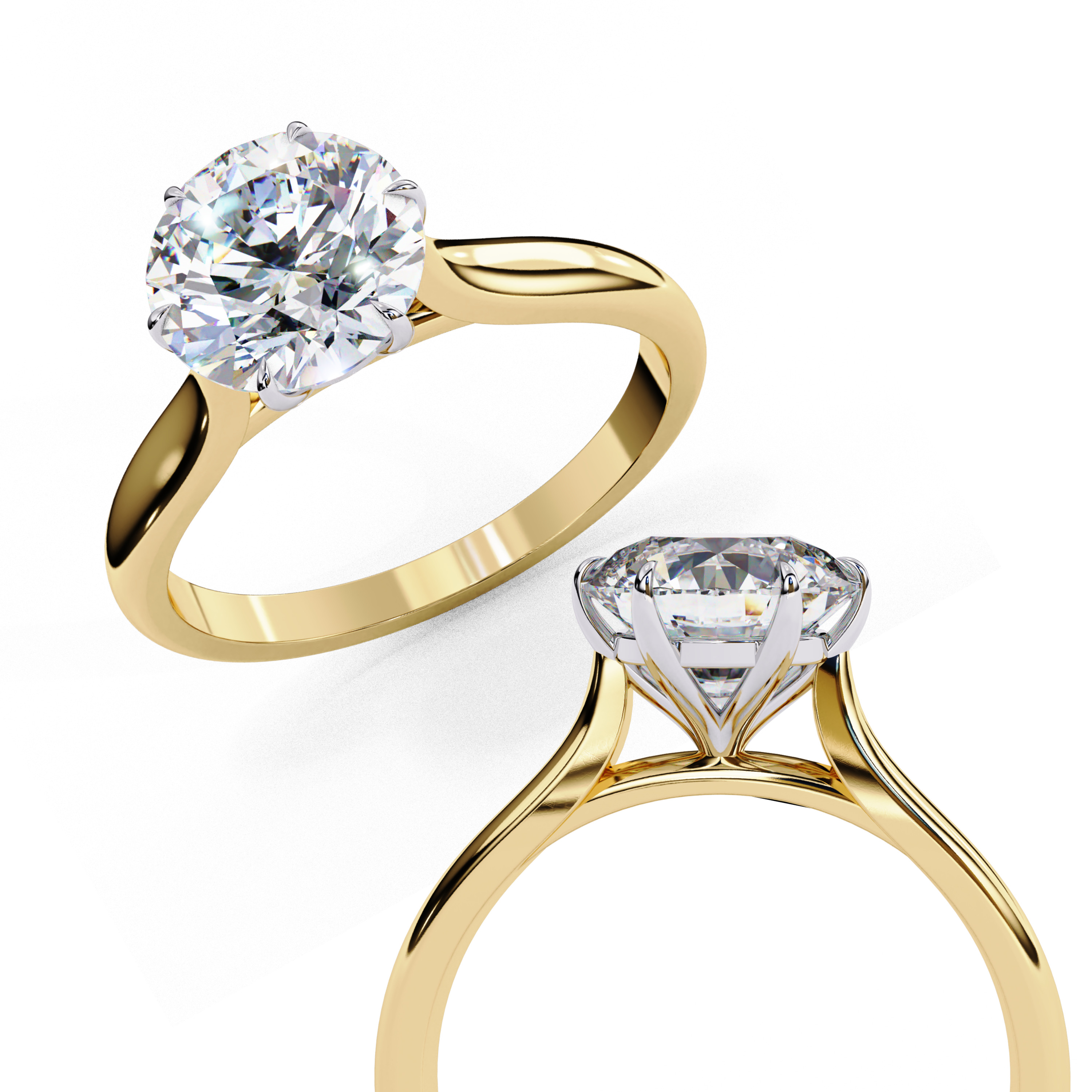 Mono Diamond Solitaire Ring 360 animation renders 3dm stl 3D print model_3
