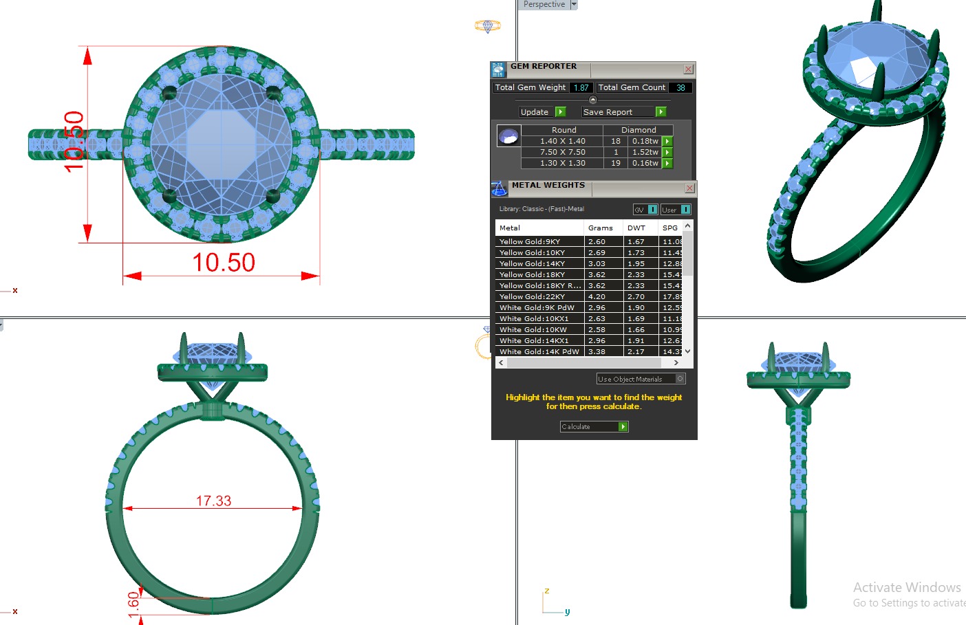 Halo Solitaire Diamond Ring 360 animation renders 3dm stl 3D print model_3