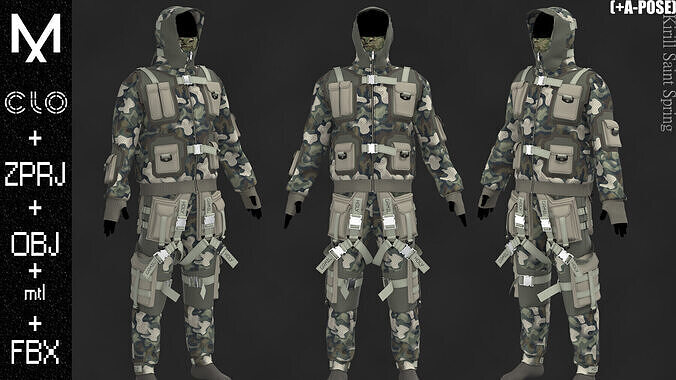Male Outfit Marvelous designer Clo3d OBJ mtl FBX ZPRJ 3D model