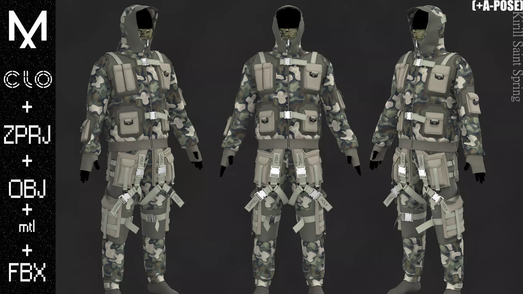 Male Outfit Marvelous designer Clo3d OBJ mtl FBX ZPRJ 3D model_0