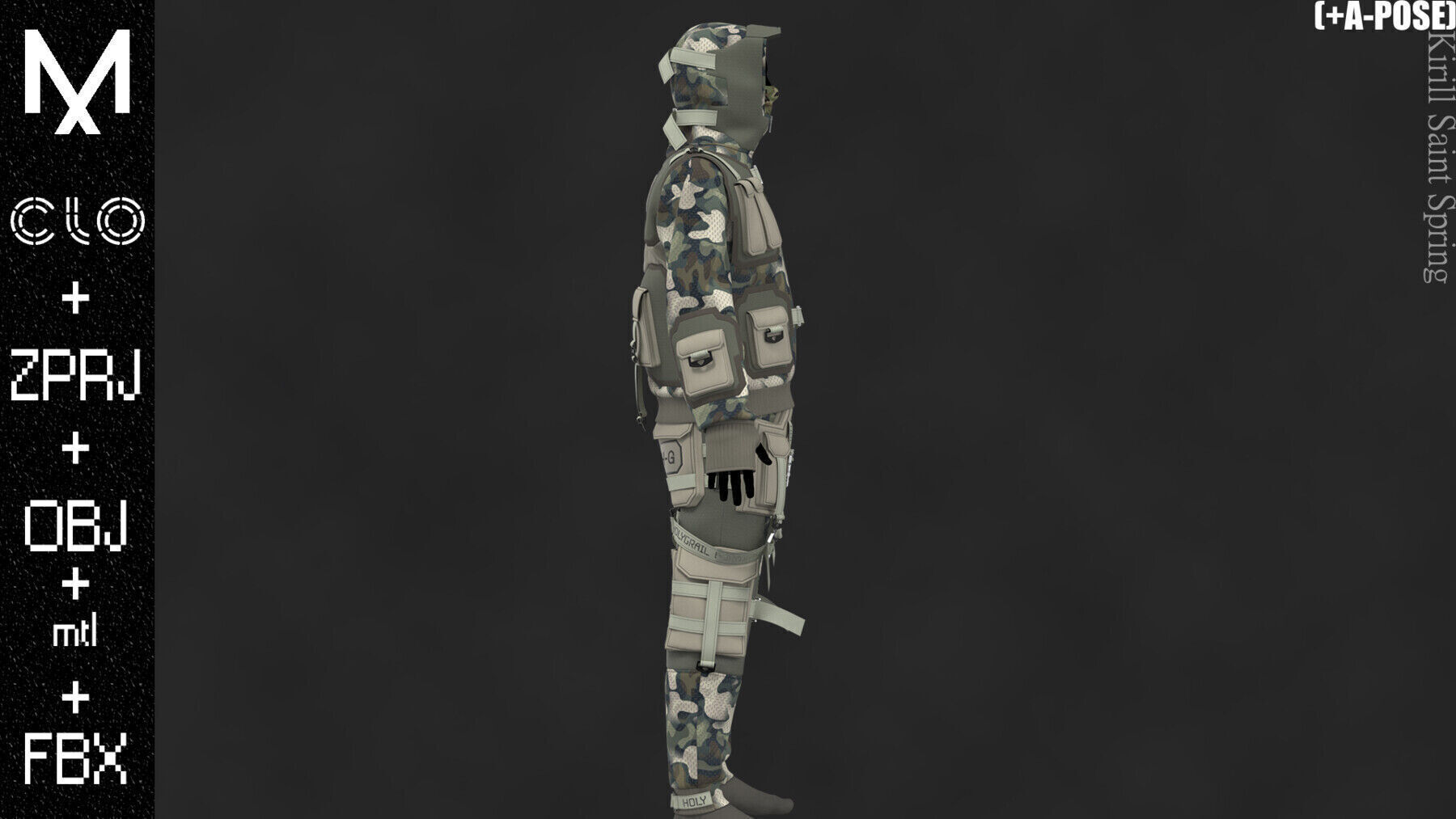 Male Outfit Marvelous designer Clo3d OBJ mtl FBX ZPRJ 3D model_1