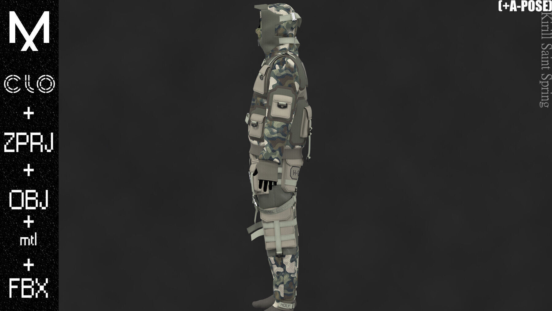 Male Outfit Marvelous designer Clo3d OBJ mtl FBX ZPRJ 3D model_4