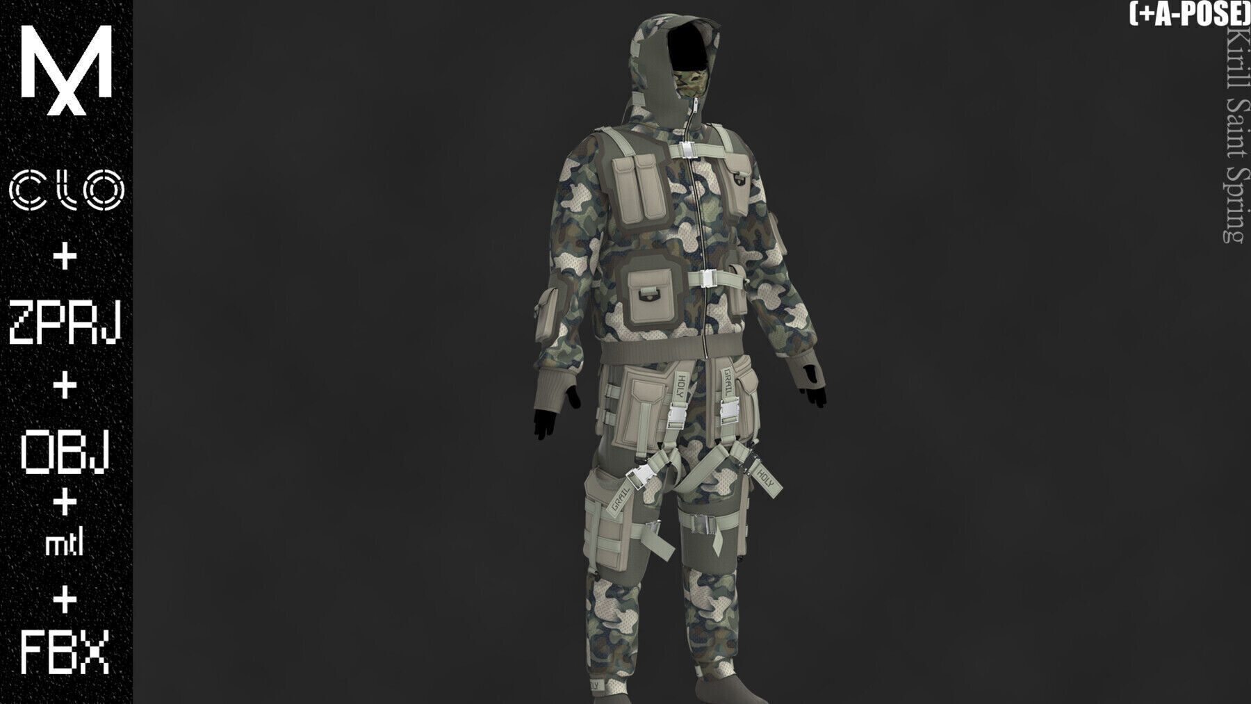 Male Outfit Marvelous designer Clo3d OBJ mtl FBX ZPRJ 3D model_5