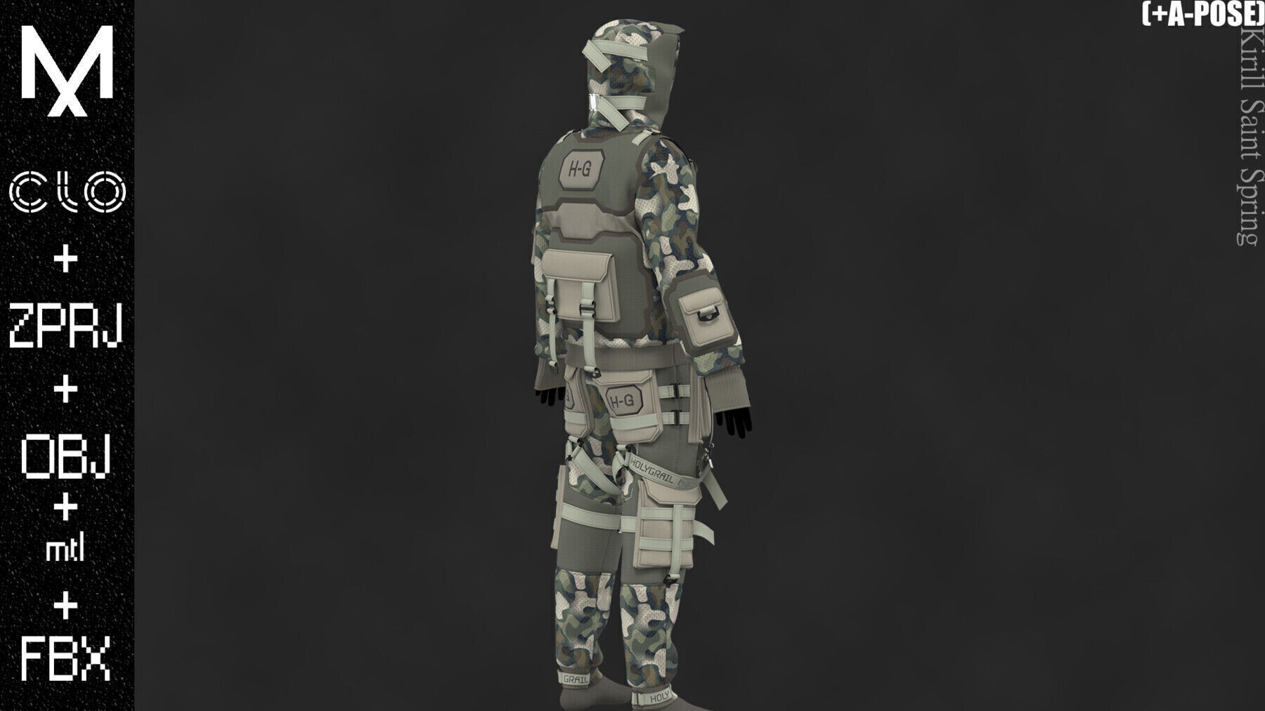 Male Outfit Marvelous designer Clo3d OBJ mtl FBX ZPRJ 3D model_2