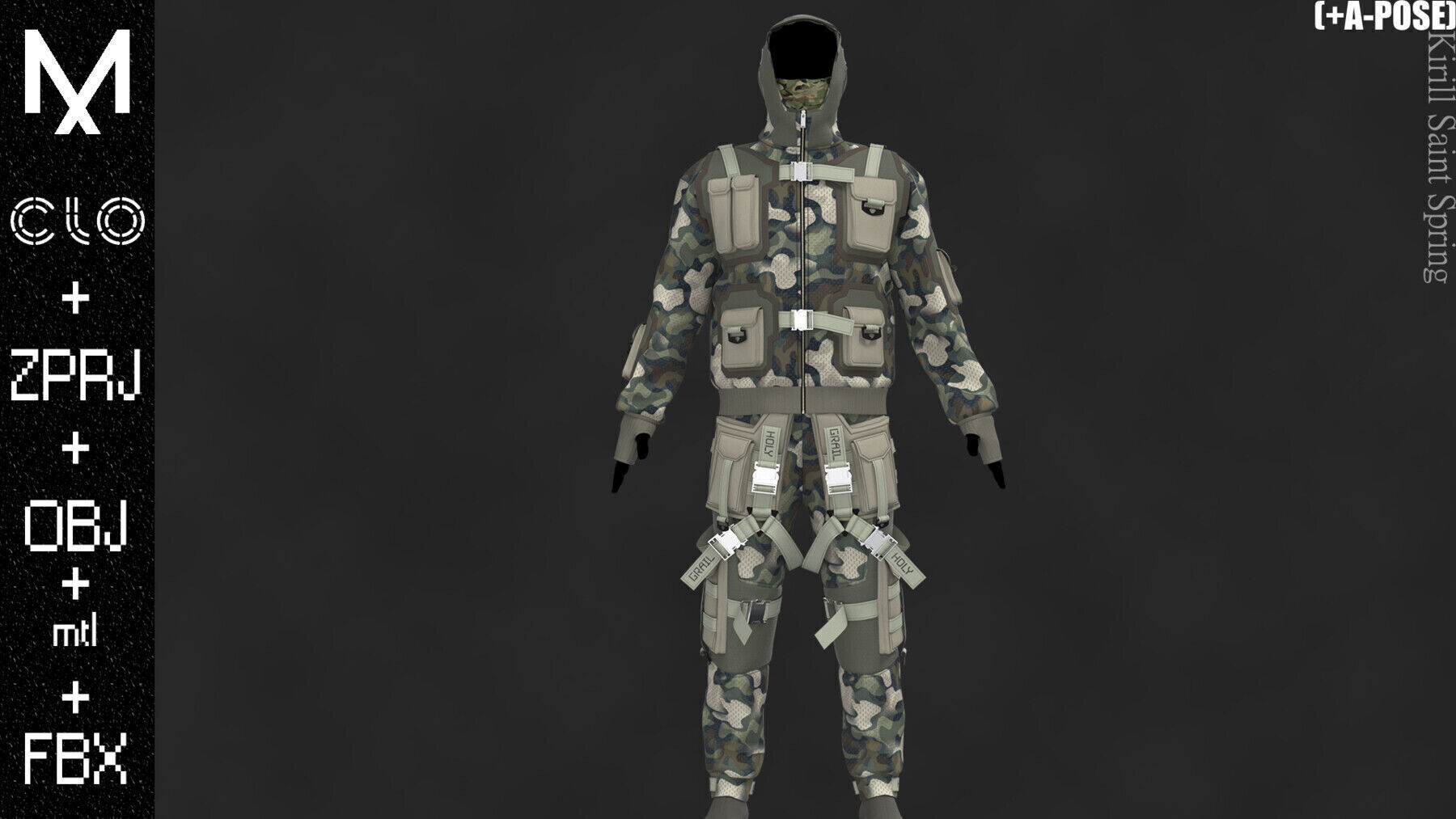 Male Outfit Marvelous designer Clo3d OBJ mtl FBX ZPRJ 3D model_7