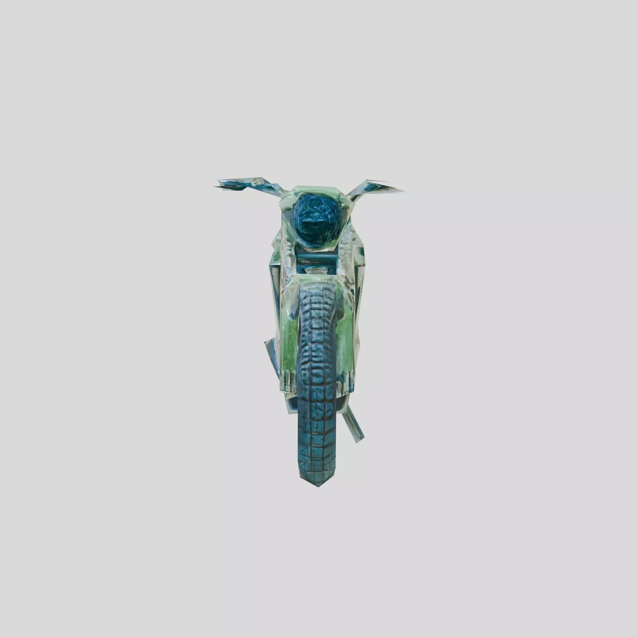 Green Motorcycle Model with Camouflage Pattern Low-poly 3D model