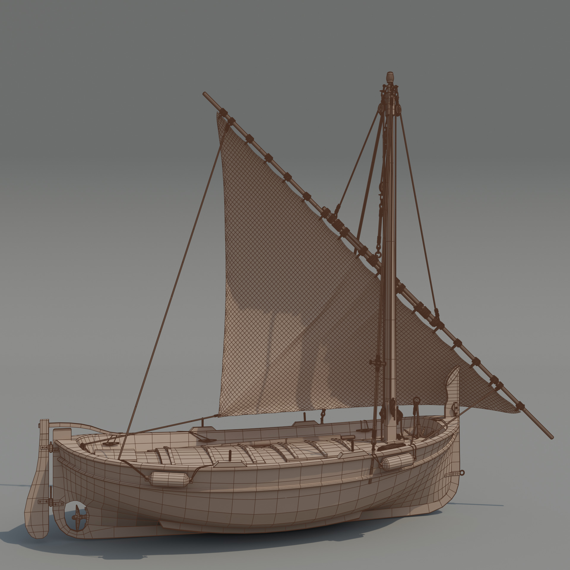 Llaut Spanish Boat 3D model_2