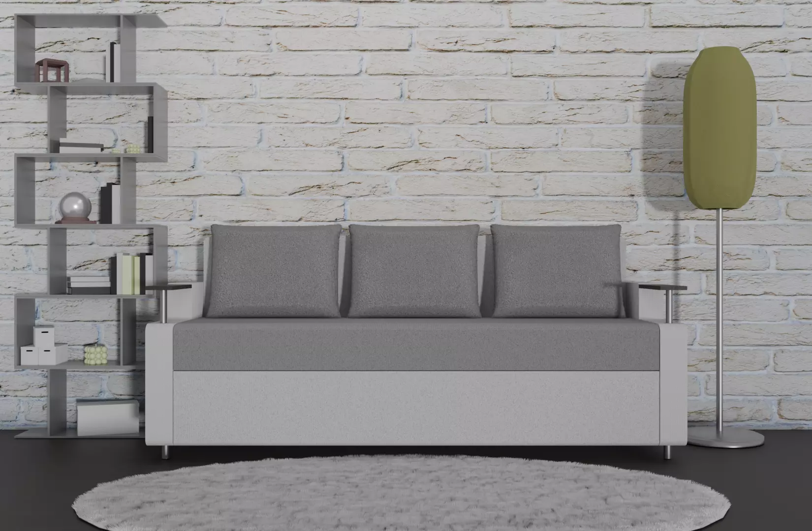 Sofa Euro Millennium light gray 3D model_0