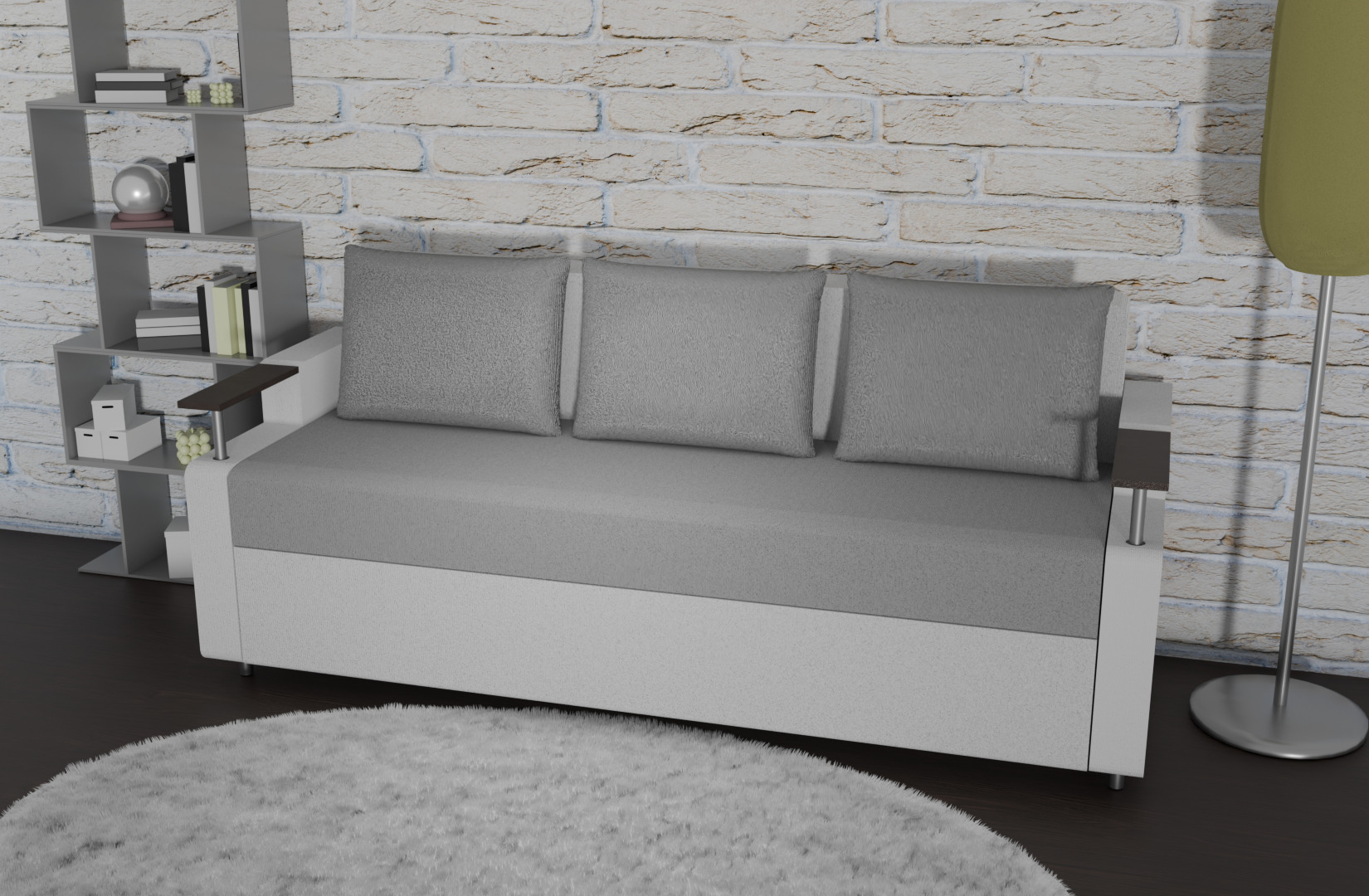 Sofa Euro Millennium light gray 3D model_2